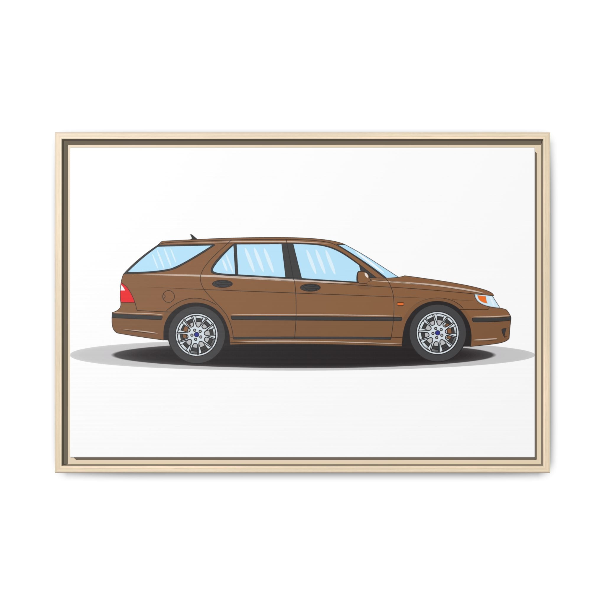 Saab 9-5 OG Aero Wagon Hazelnut Metallic Art Print — Framed Matte Canvas Wall Decor