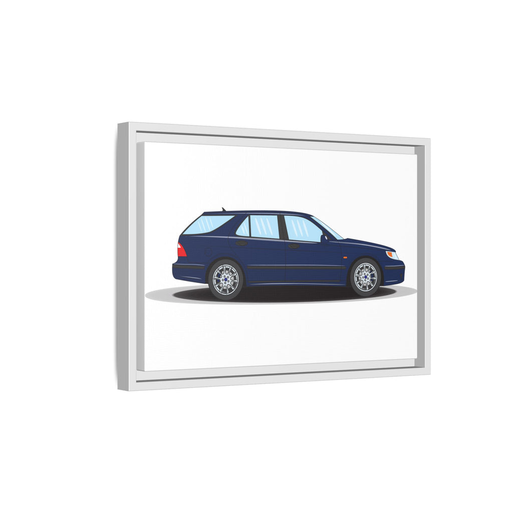 Saab 9-5 OG Aero Wagon Midnight Blue Art Print — Framed Matte Canvas Wall Decor