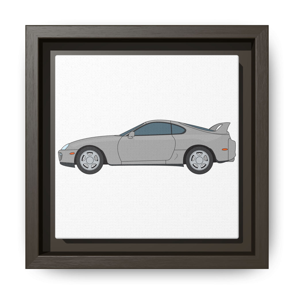 Toyota Supra MK4 Silver Metallic Art Print — Framed Matte Canvas Wall Decor