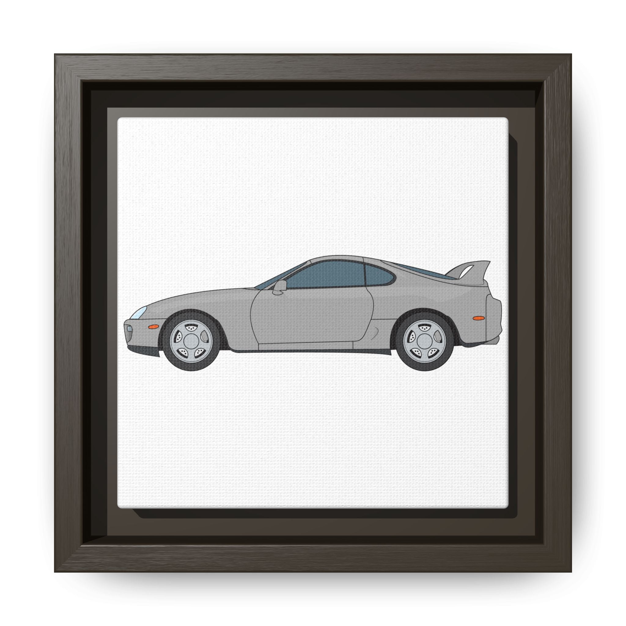 Toyota Supra MK4 Silver Metallic Art Print — Framed Matte Canvas Wall Decor