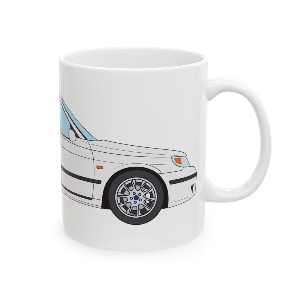 Saab 9-5 OG Aero Wagon Artic White — Ceramic Mug — Coffee Cup (11oz & 15oz)