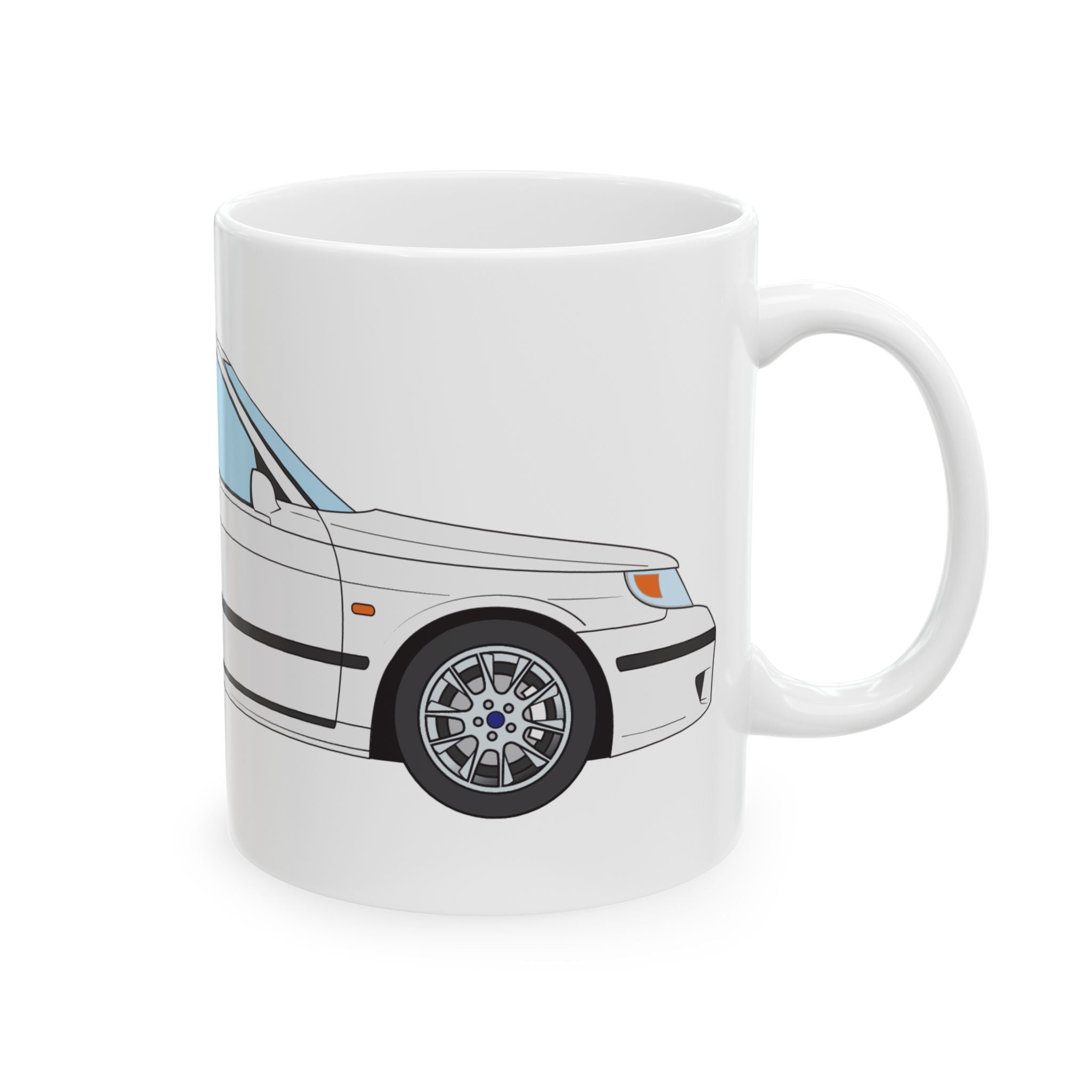 Saab 9-5 OG Aero Wagon Artic White — Ceramic Mug — Coffee Cup (11oz & 15oz)