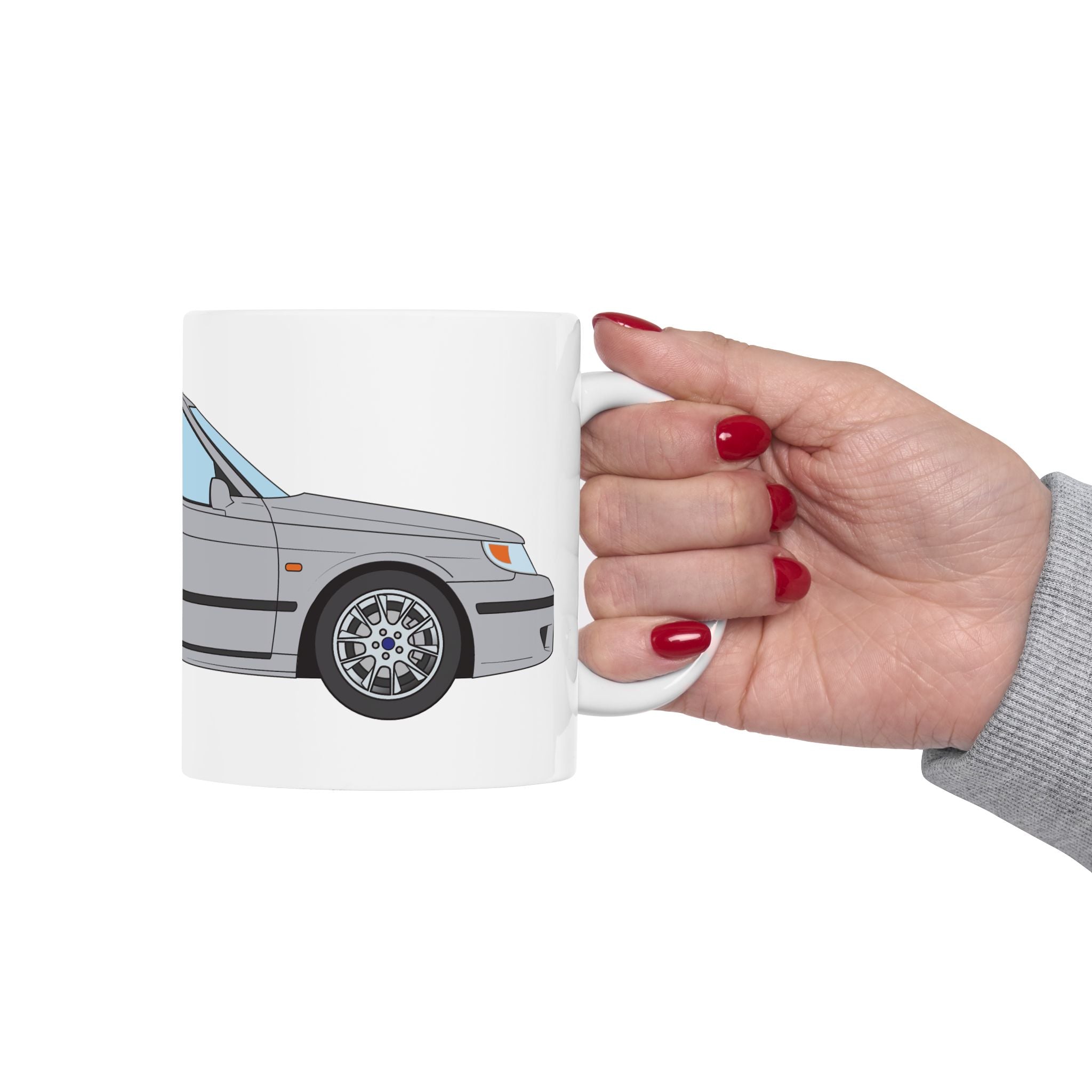 Saab 9-5 OG Aero Wagon Silver Metallic — Ceramic Mug — Coffee Cup (11oz & 15oz)