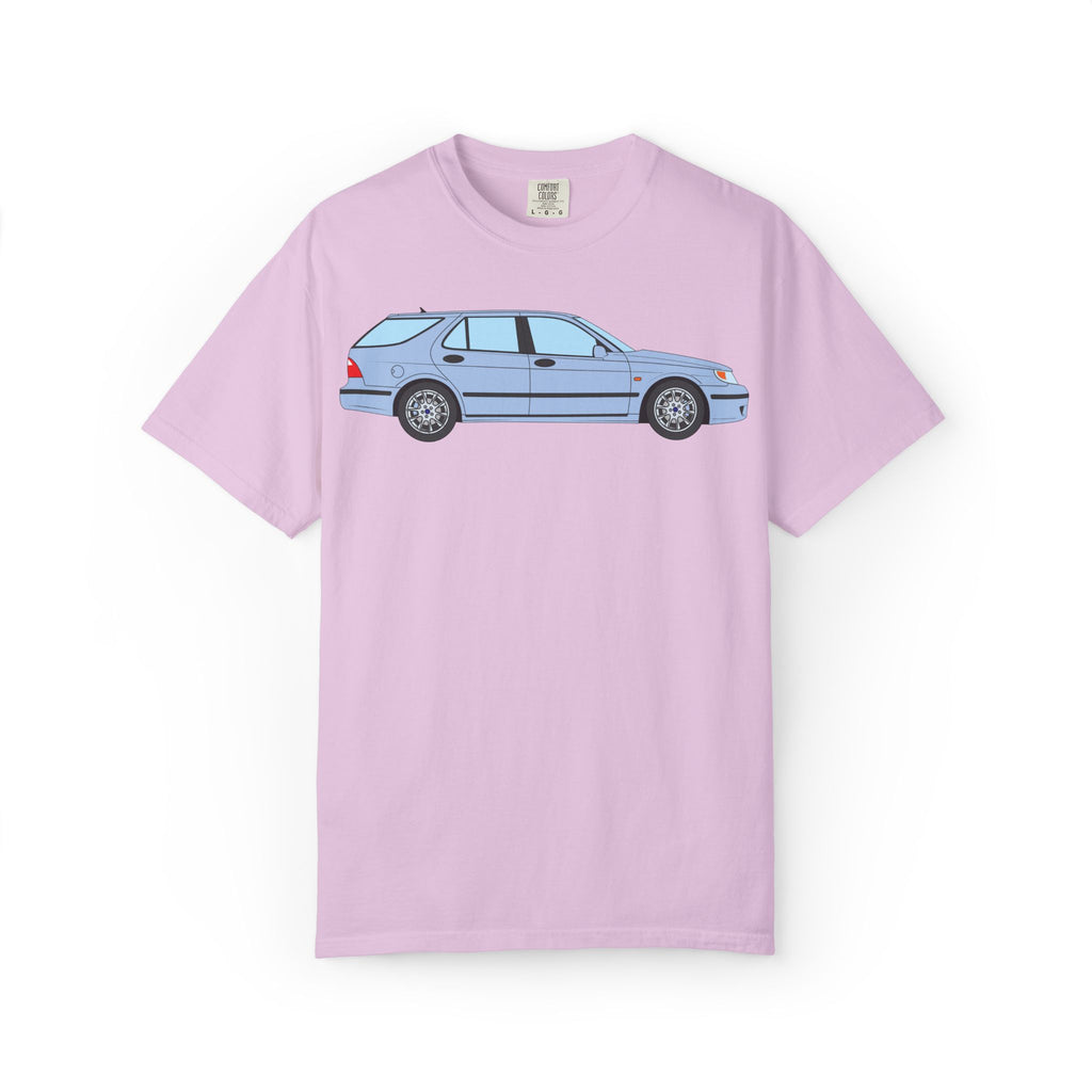 Saab 9-5 OG Aero Wagon Ice Blue  — T-Shirt — Retro Car Graphic Tee