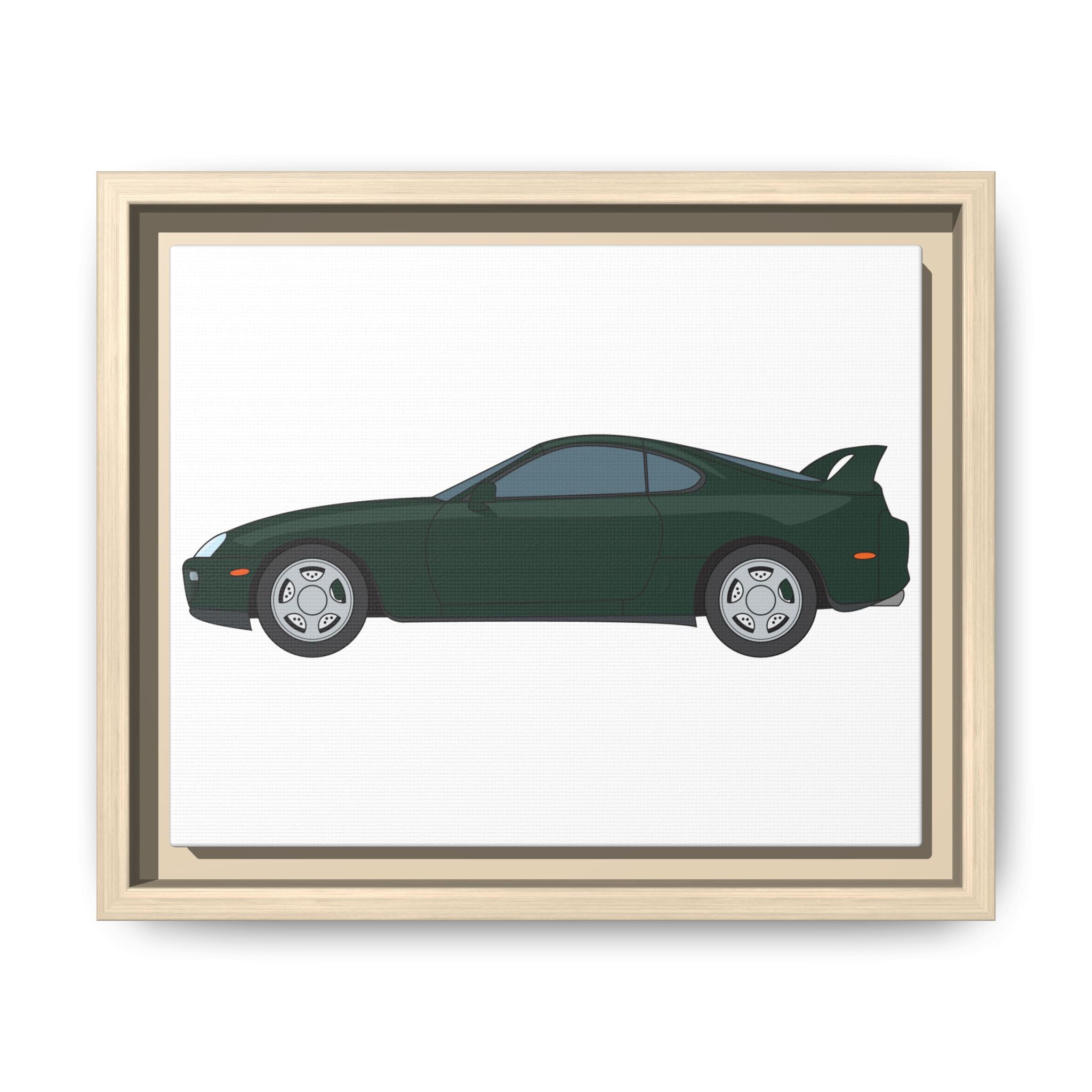 Toyota Supra MK4 Dark Green Mica Art Print — Framed Matte Canvas Wall Decor
