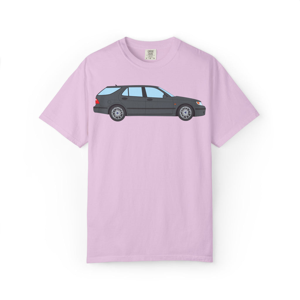 Saab 9-5 OG Aero Wagon Steel Grey  — T-Shirt — Retro Car Graphic Tee