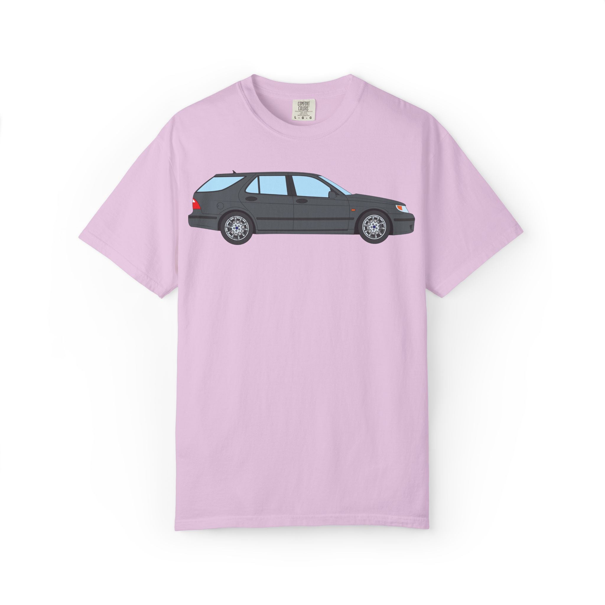 Saab 9-5 OG Aero Wagon Steel Grey  — T-Shirt — Retro Car Graphic Tee