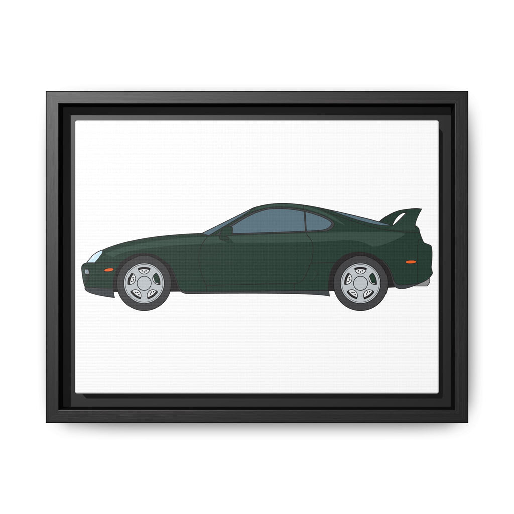 Toyota Supra MK4 Dark Green Mica Art Print — Framed Matte Canvas Wall Decor