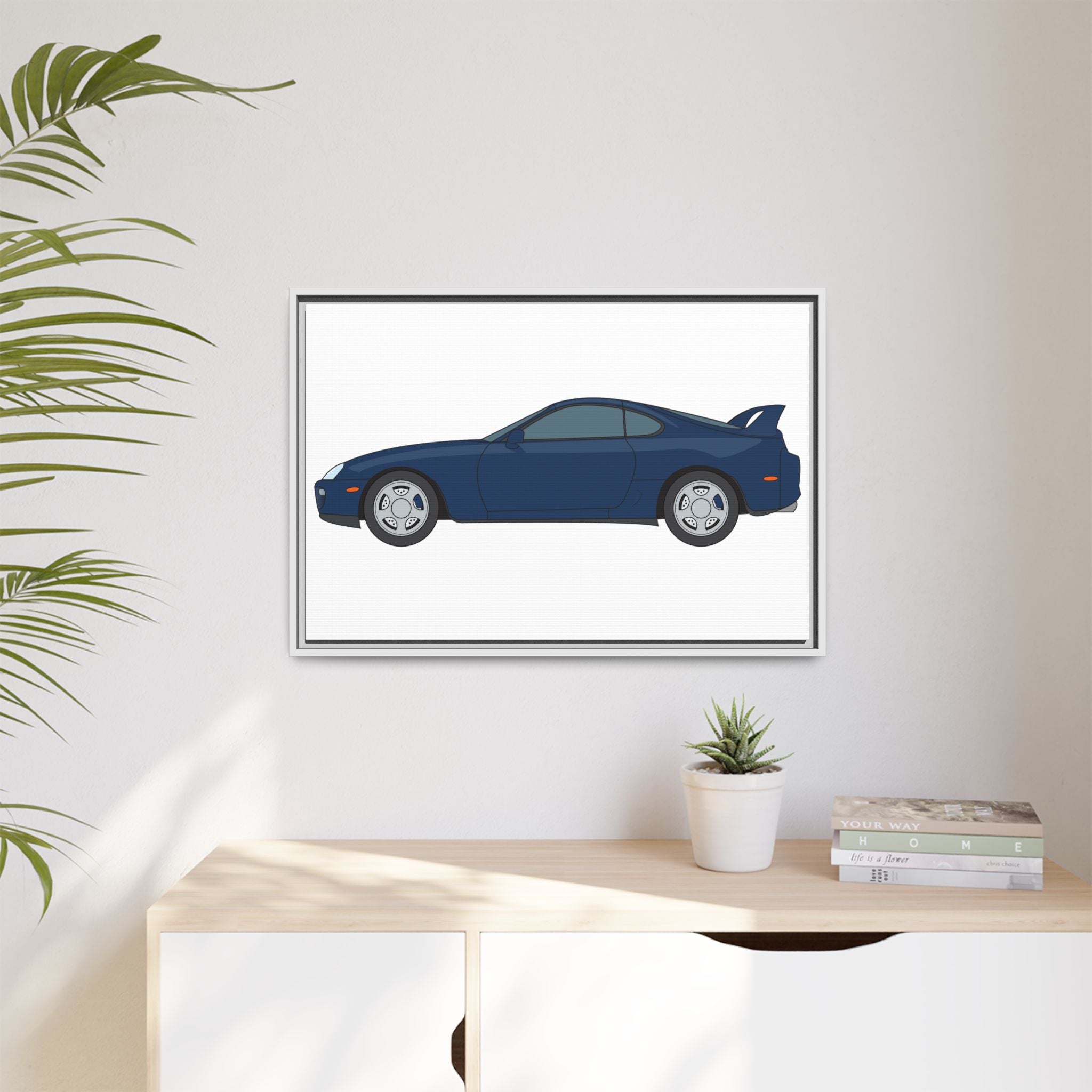 Toyota Supra MK4 Royal Sapphire Art Print — Framed Matte Canvas Wall Decor