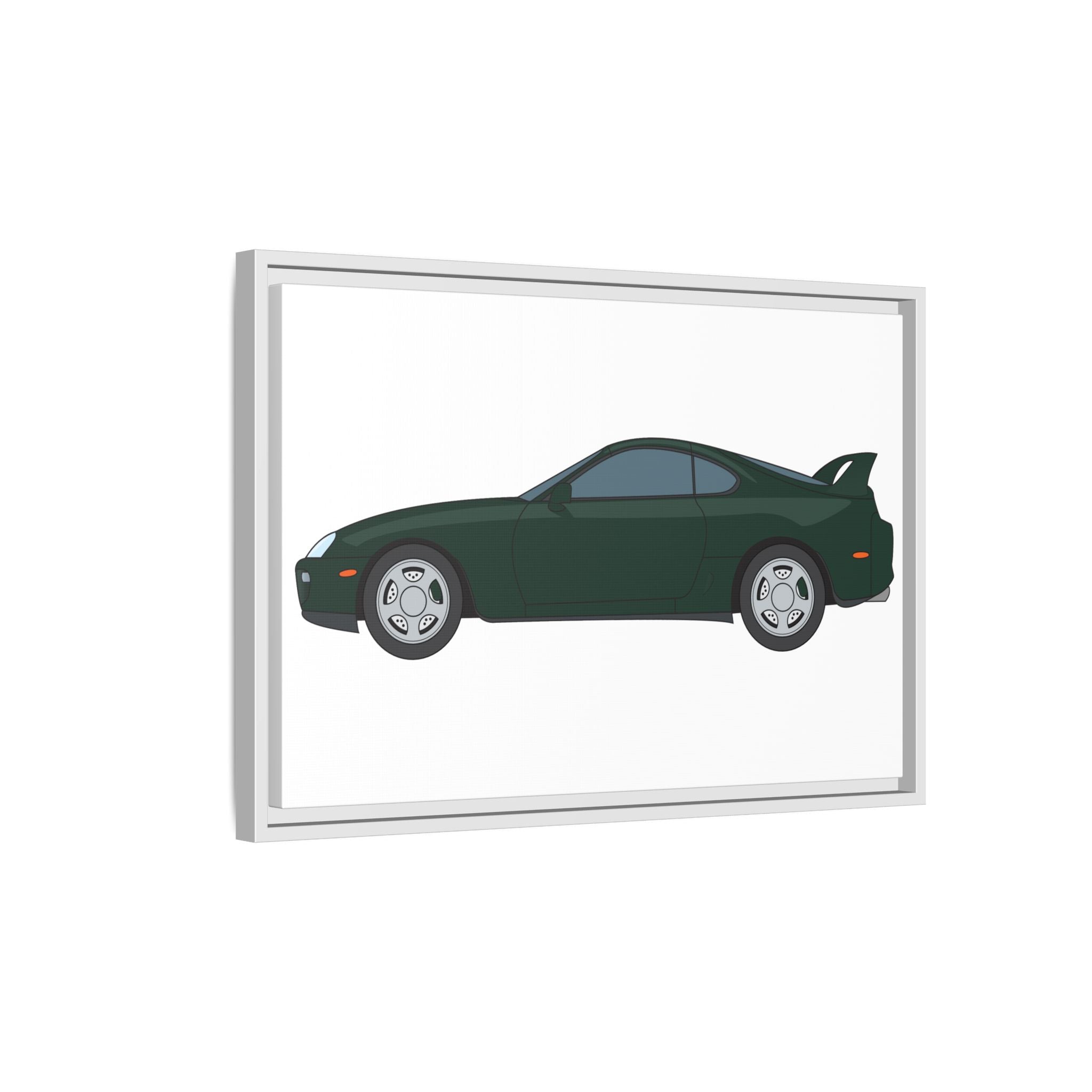 Toyota Supra MK4 Dark Green Mica Art Print — Framed Matte Canvas Wall Decor