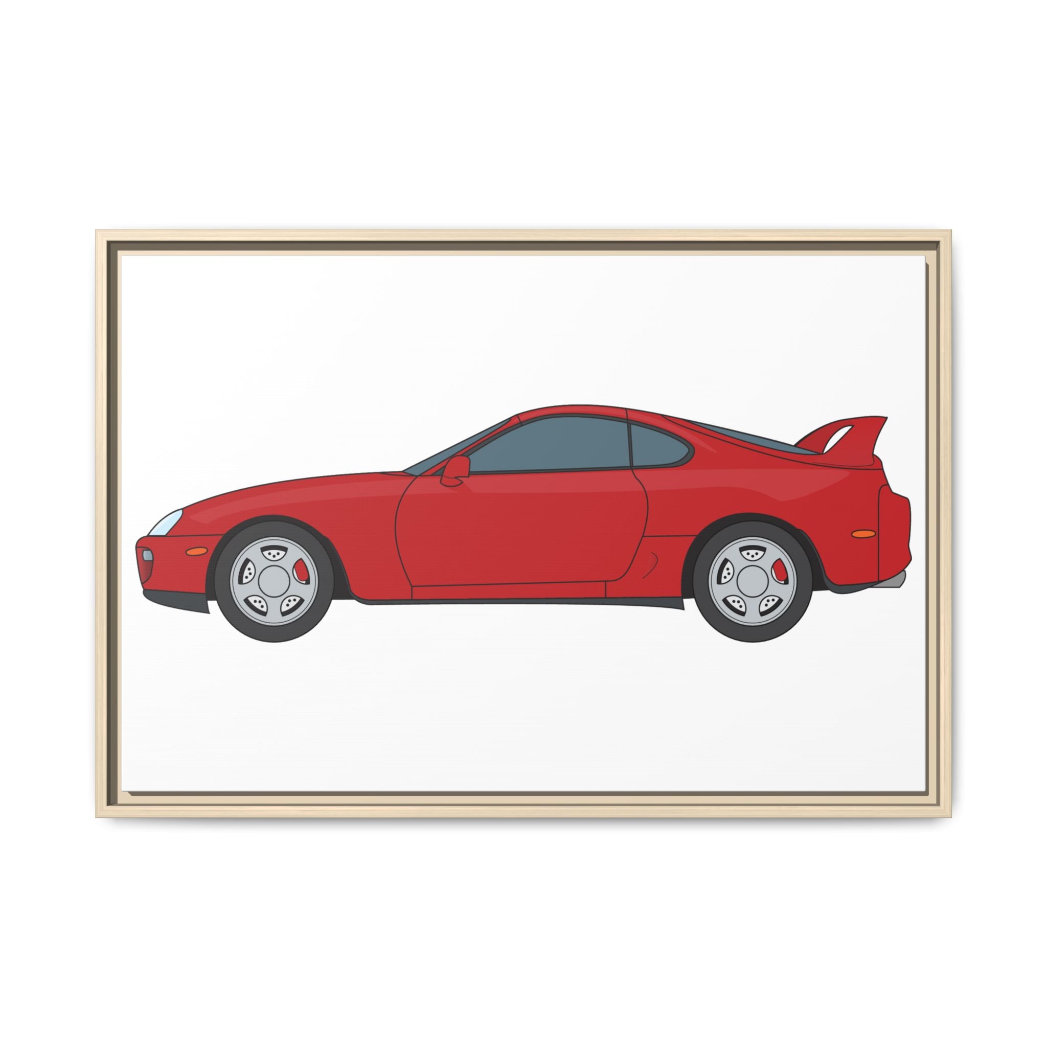 Toyota Supra MK4 Super Red ll Art Print — Framed Matte Canvas Wall Decor