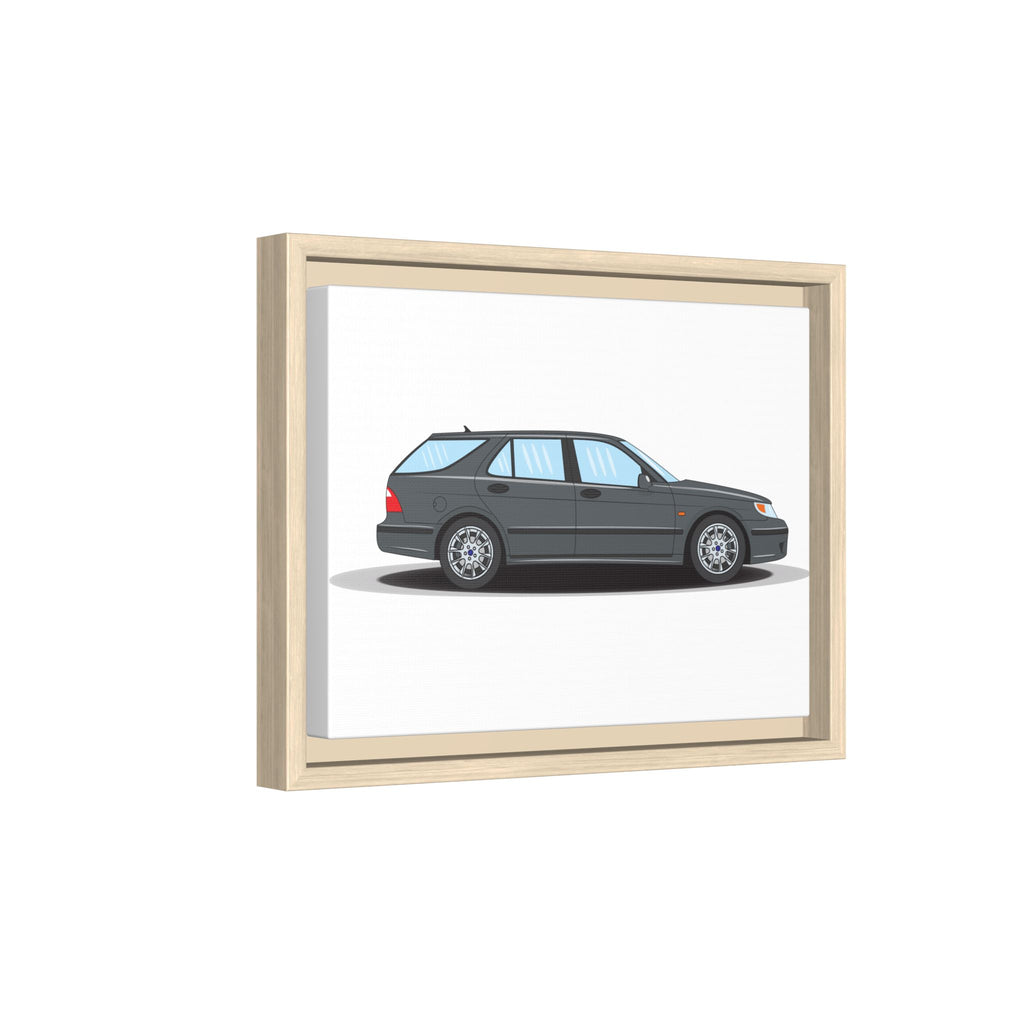 Saab 9-5 OG Aero Steel Grey Art Print — Framed Matte Canvas Wall Decor