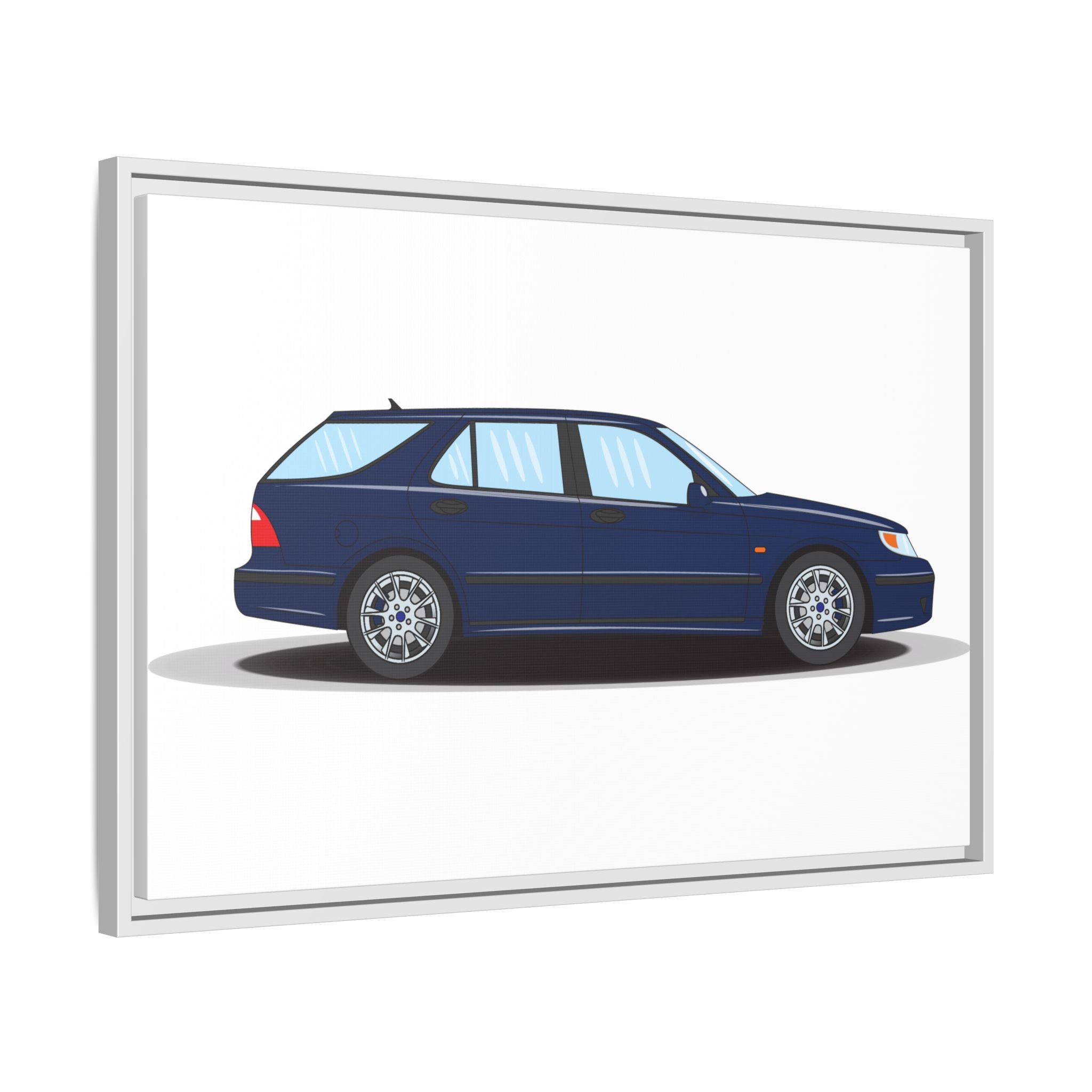 Saab 9-5 OG Aero Wagon Midnight Blue Art Print — Framed Matte Canvas Wall Decor