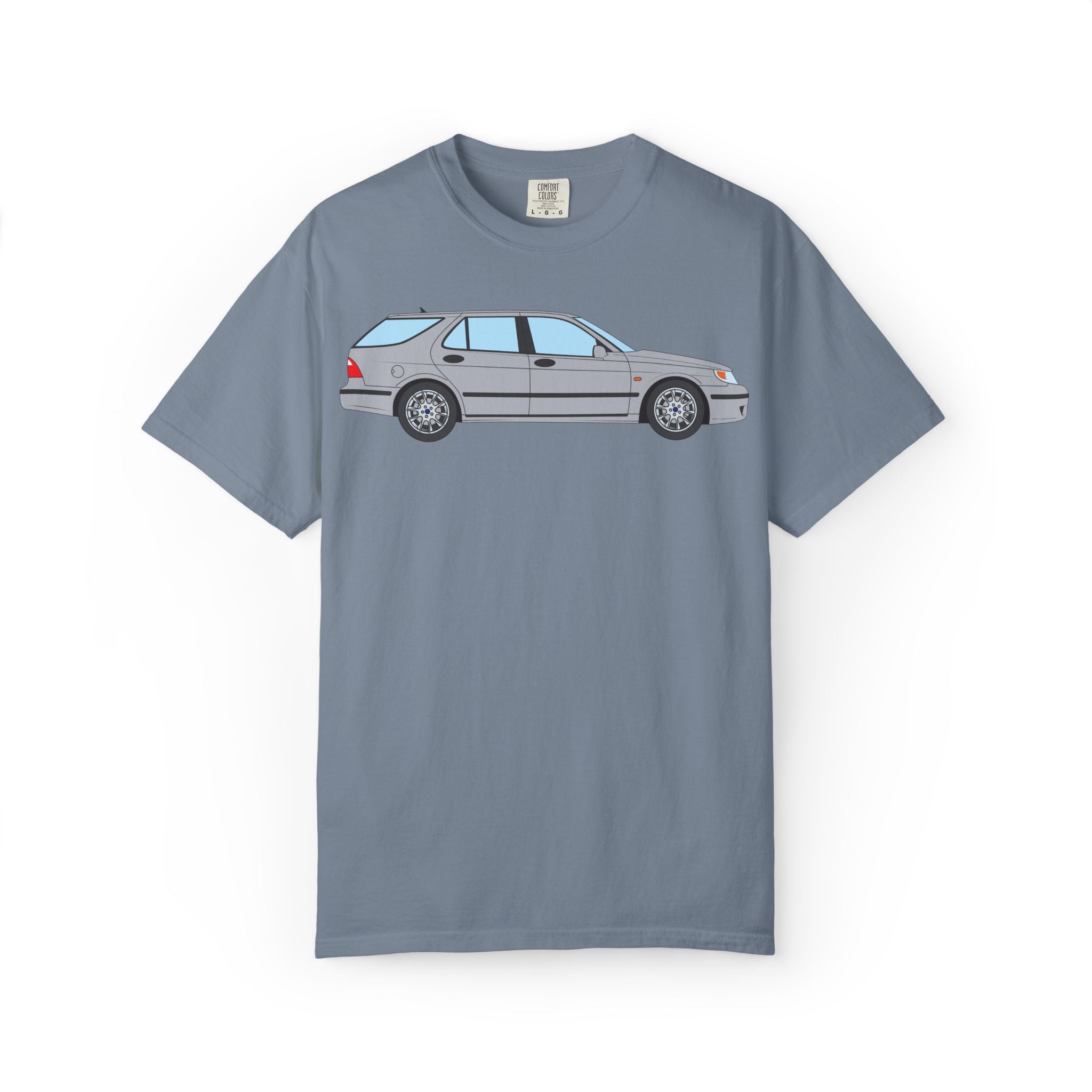 Saab 9-5 OG Aero Wagon Silver Metallic  — T-Shirt — Retro Car Graphic Tee