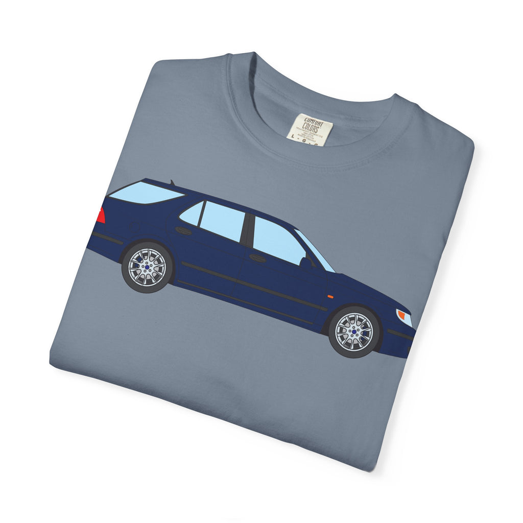 Saab 9-5 OG Aero Wagon Midnight Blue  — T-Shirt — Retro Car Graphic Tee