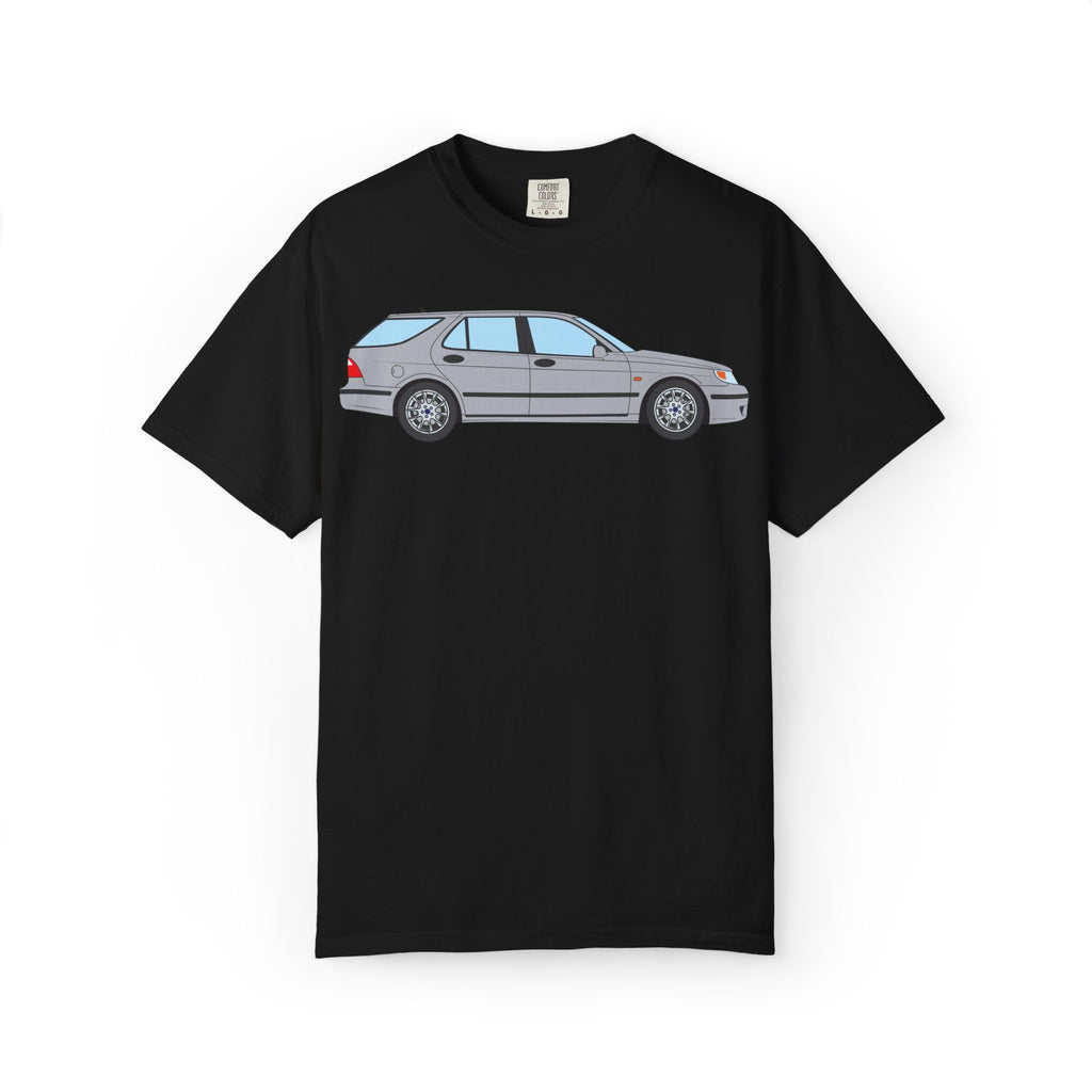 Saab 9-5 OG Aero Wagon Silver Metallic  — T-Shirt — Retro Car Graphic Tee
