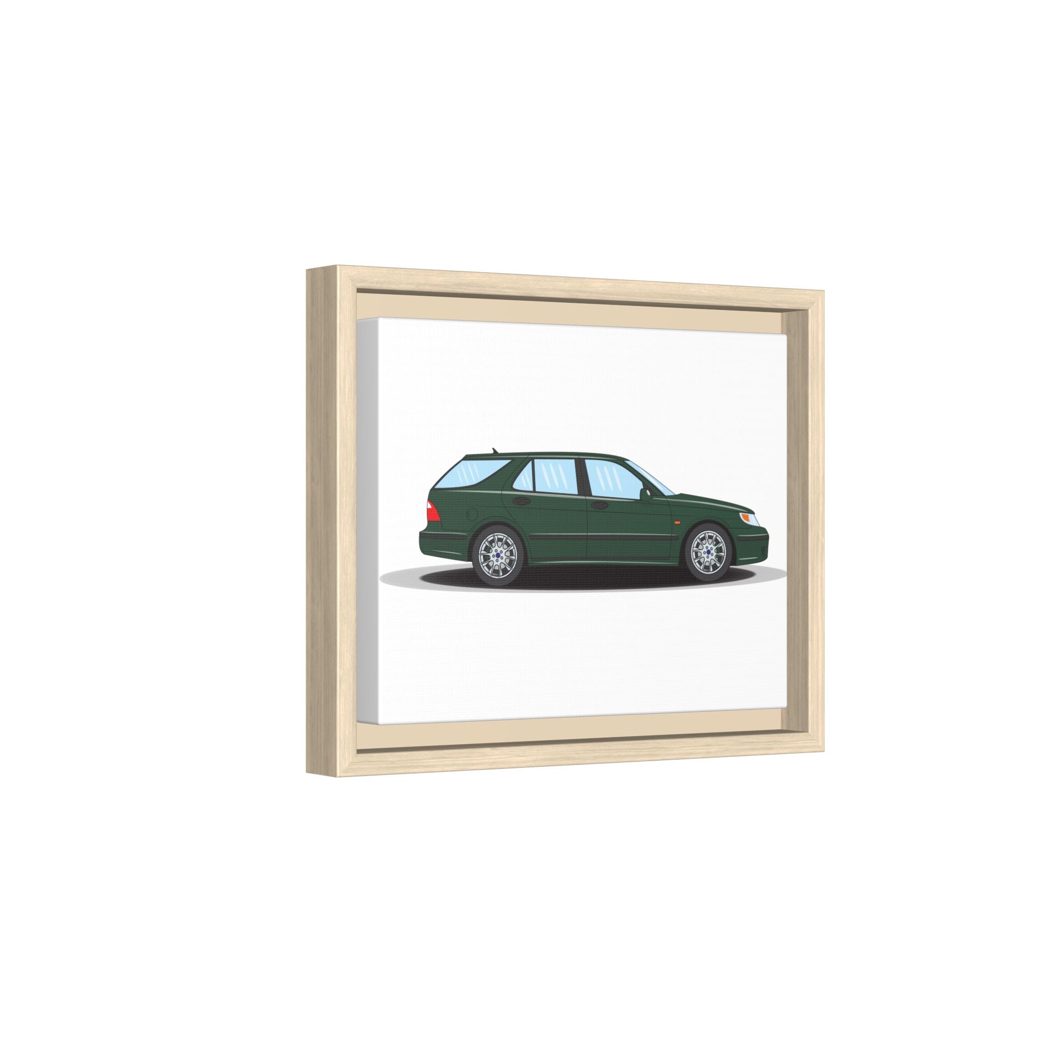 Saab 9-5 OG Aero Wagon Scarabe Green Art Print — Framed Matte Canvas Wall Decor