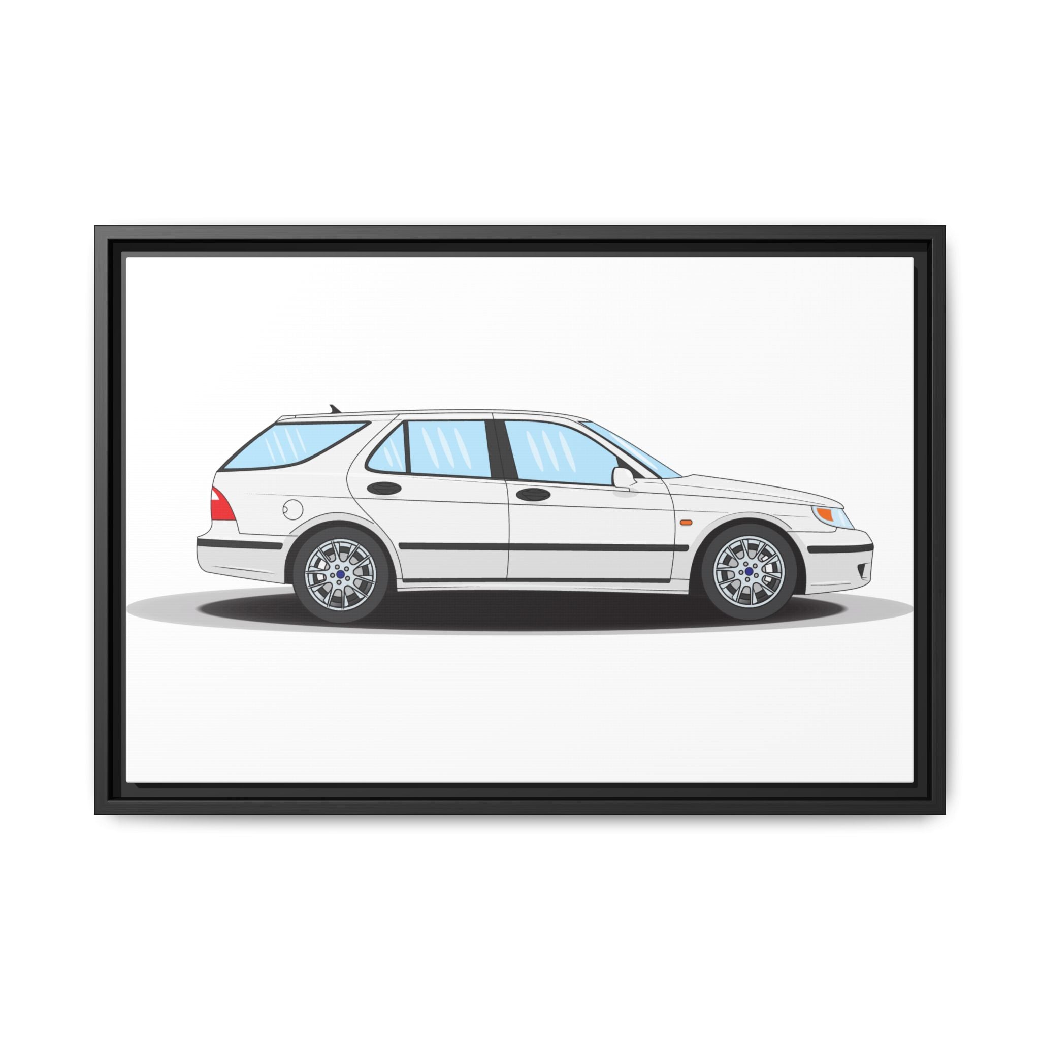 Saab 9-5 OG Aero Wagon Artic White Art Print — Framed Matte Canvas Wall Decor