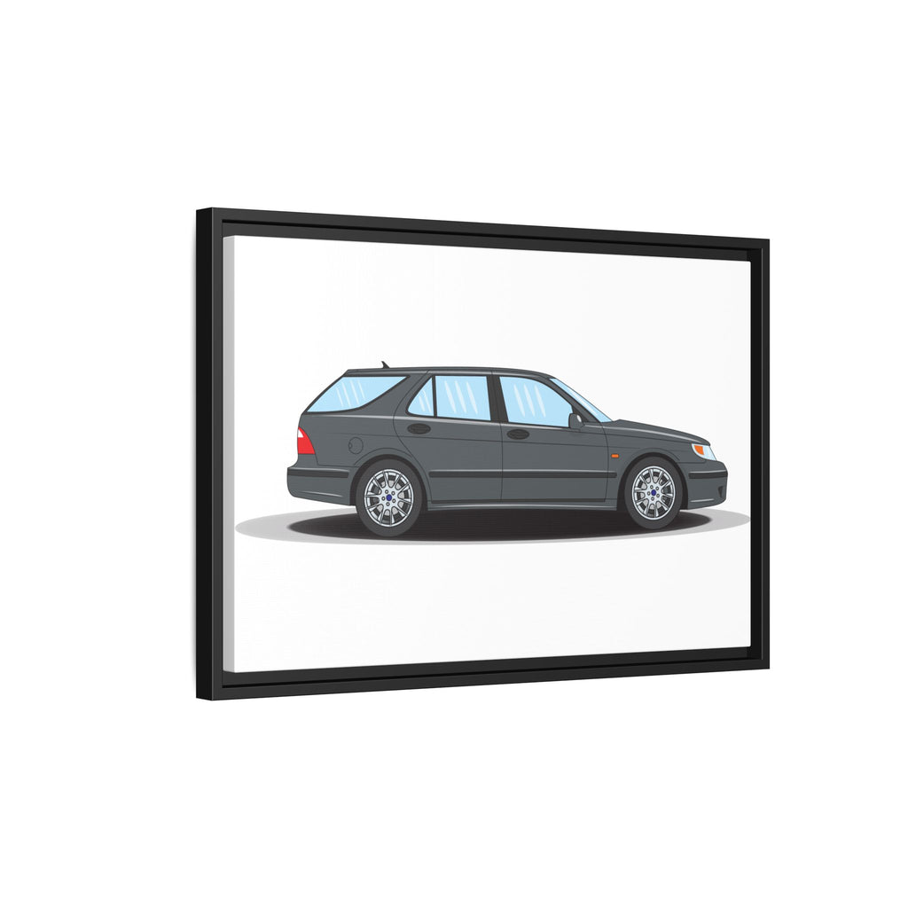 Saab 9-5 OG Aero Steel Grey Art Print — Framed Matte Canvas Wall Decor