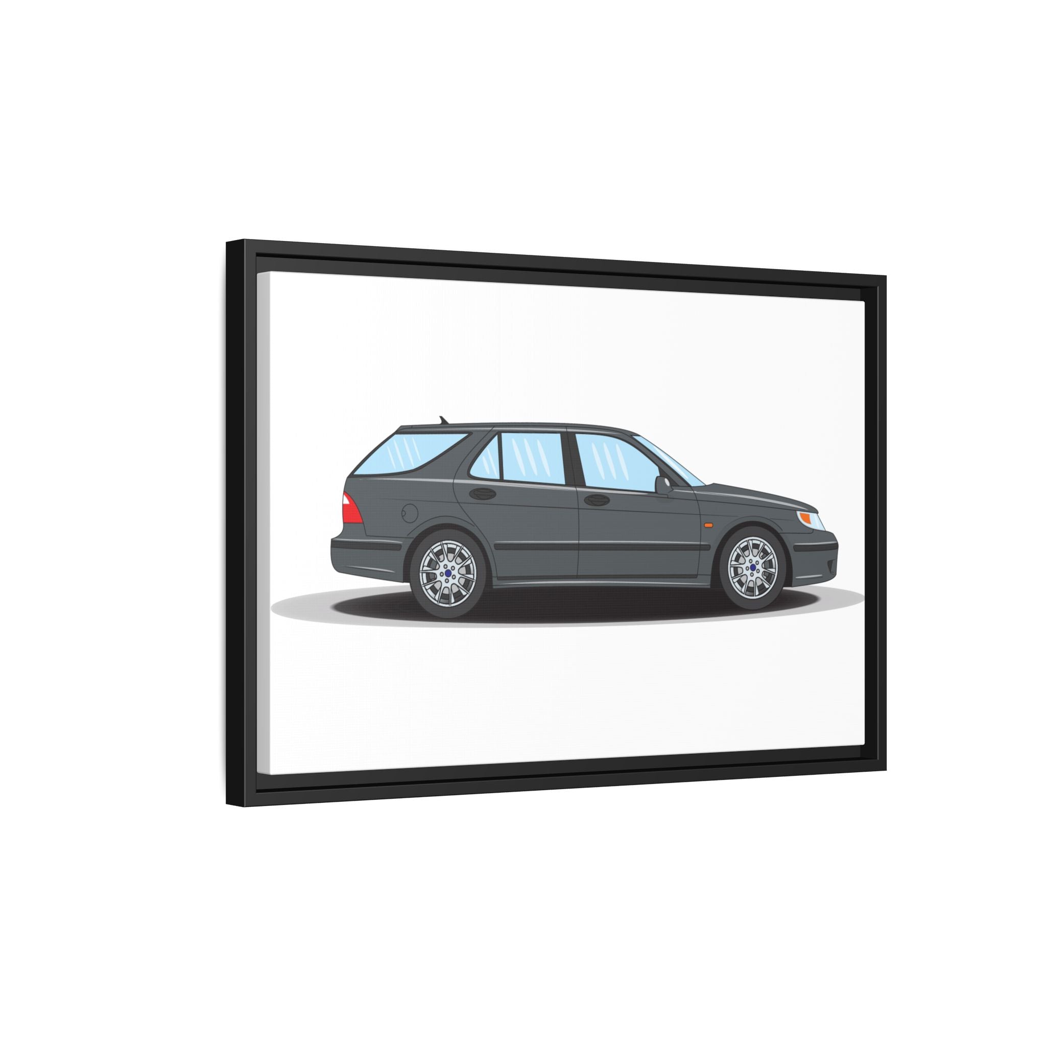Saab 9-5 OG Aero Steel Grey Art Print — Framed Matte Canvas Wall Decor