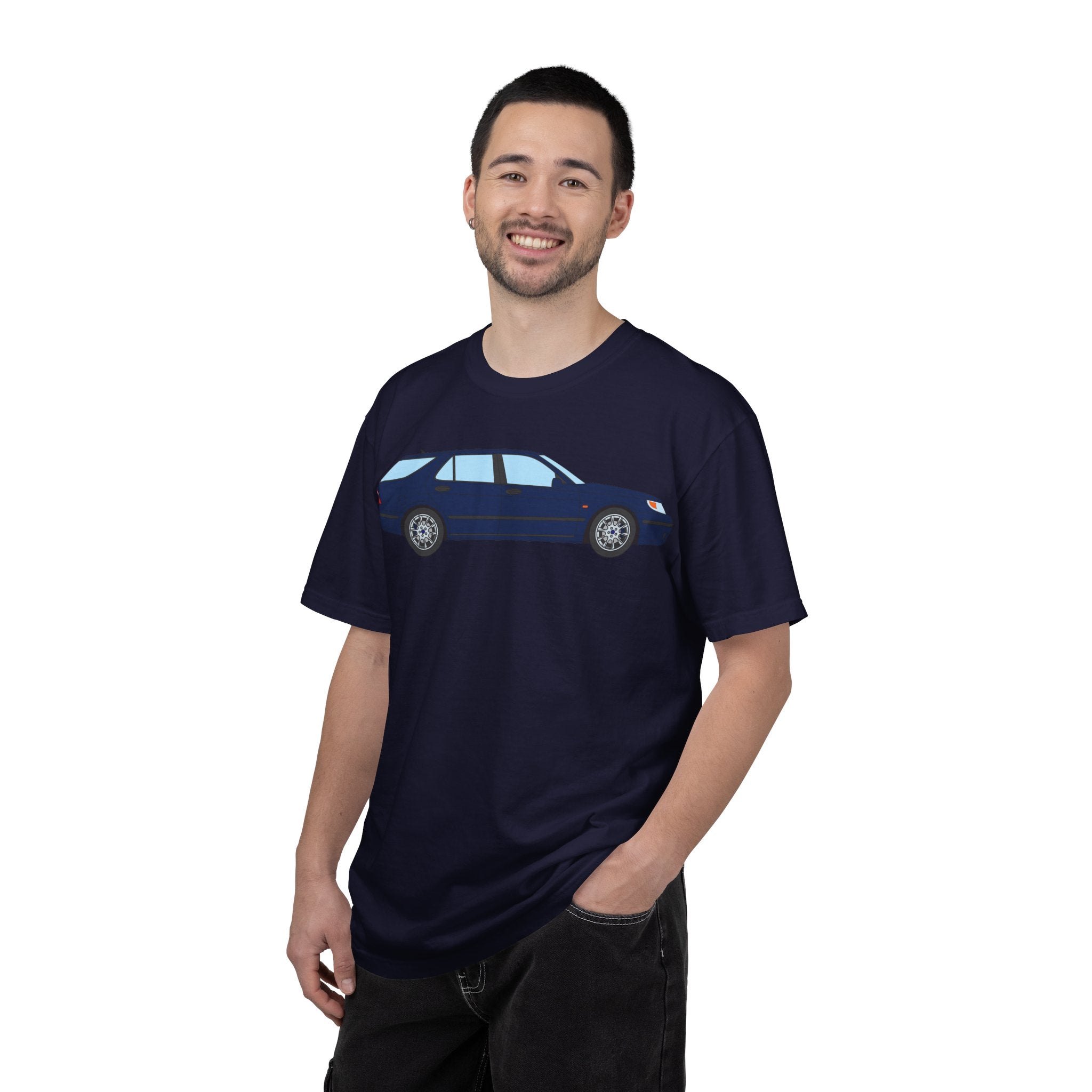 Saab 9-5 OG Aero Wagon Midnight Blue  — T-Shirt — Retro Car Graphic Tee