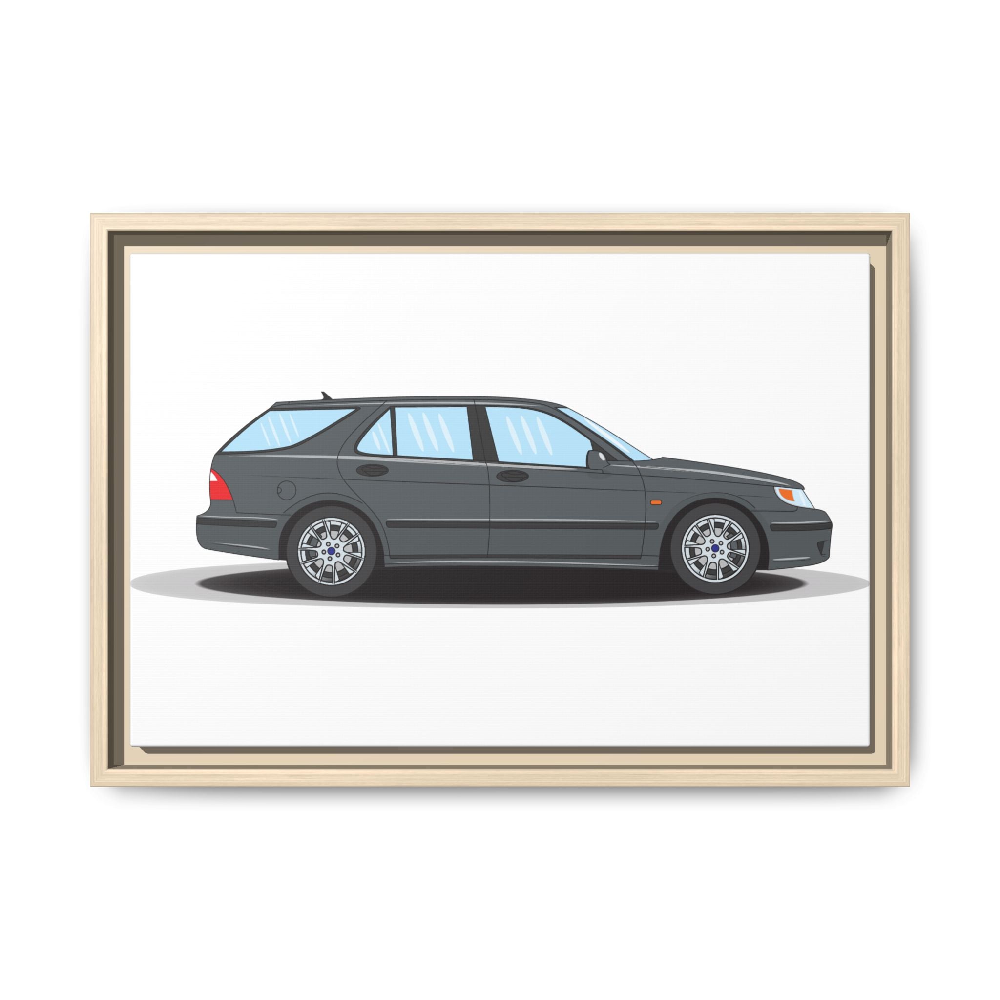 Saab 9-5 OG Aero Steel Grey Art Print — Framed Matte Canvas Wall Decor
