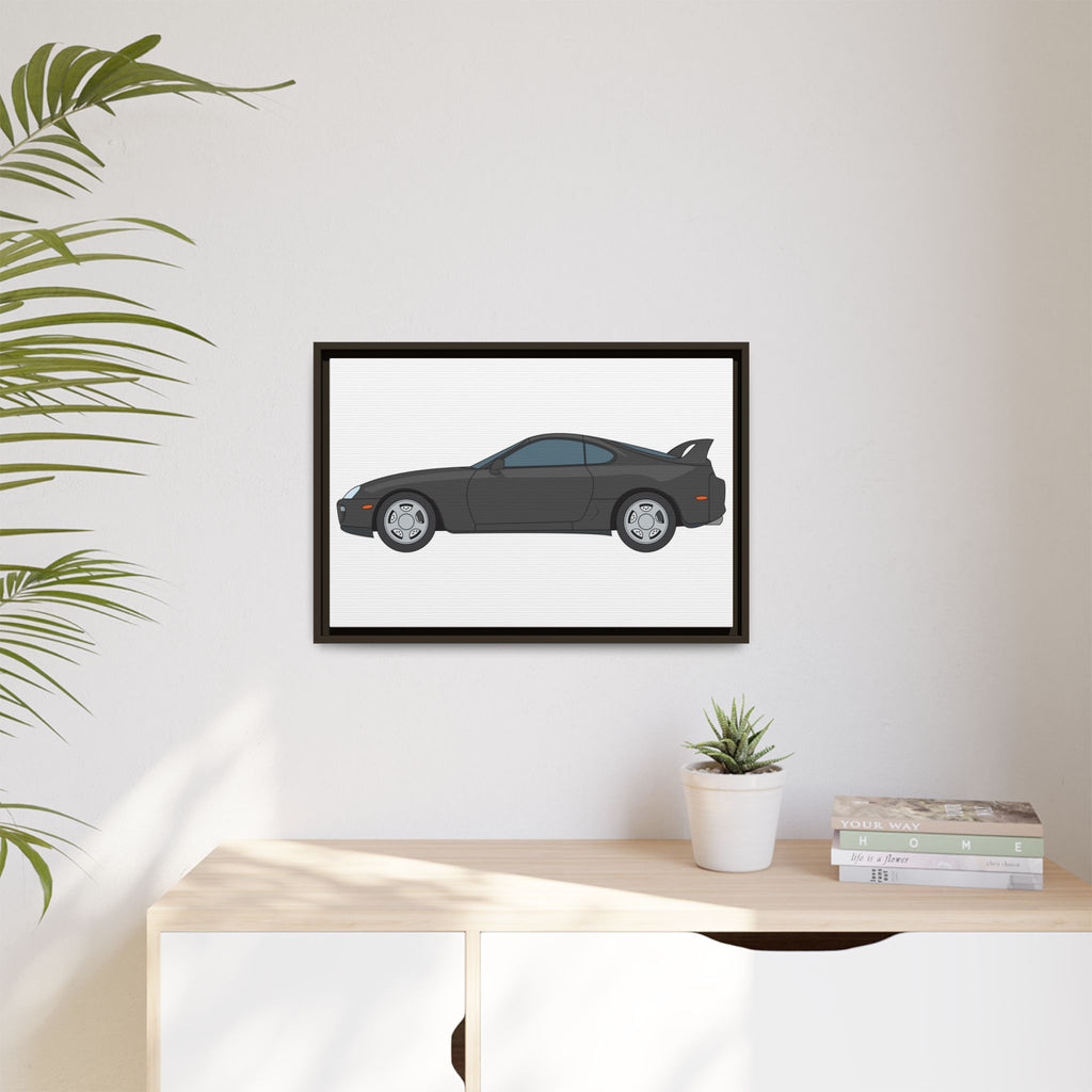 Toyota Supra MK4 Anthracite Art Print — Framed Matte Canvas Wall Decor