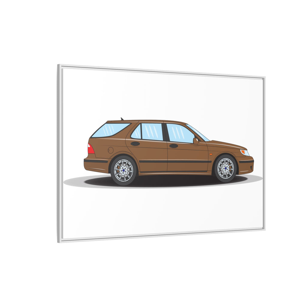 Saab 9-5 OG Aero Wagon Hazelnut Metallic Art Print — Framed Matte Canvas Wall Decor
