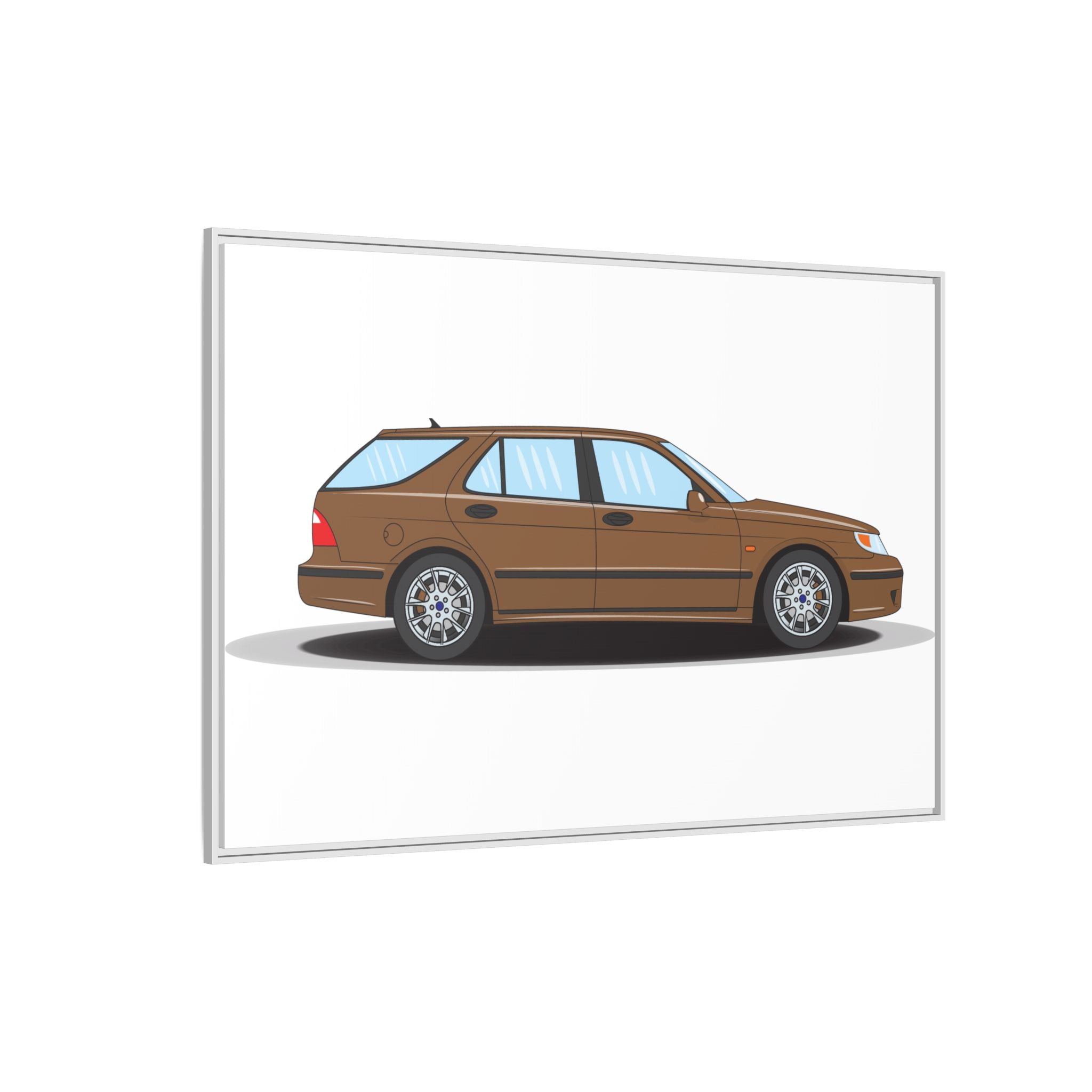 Saab 9-5 OG Aero Wagon Hazelnut Metallic Art Print — Framed Matte Canvas Wall Decor