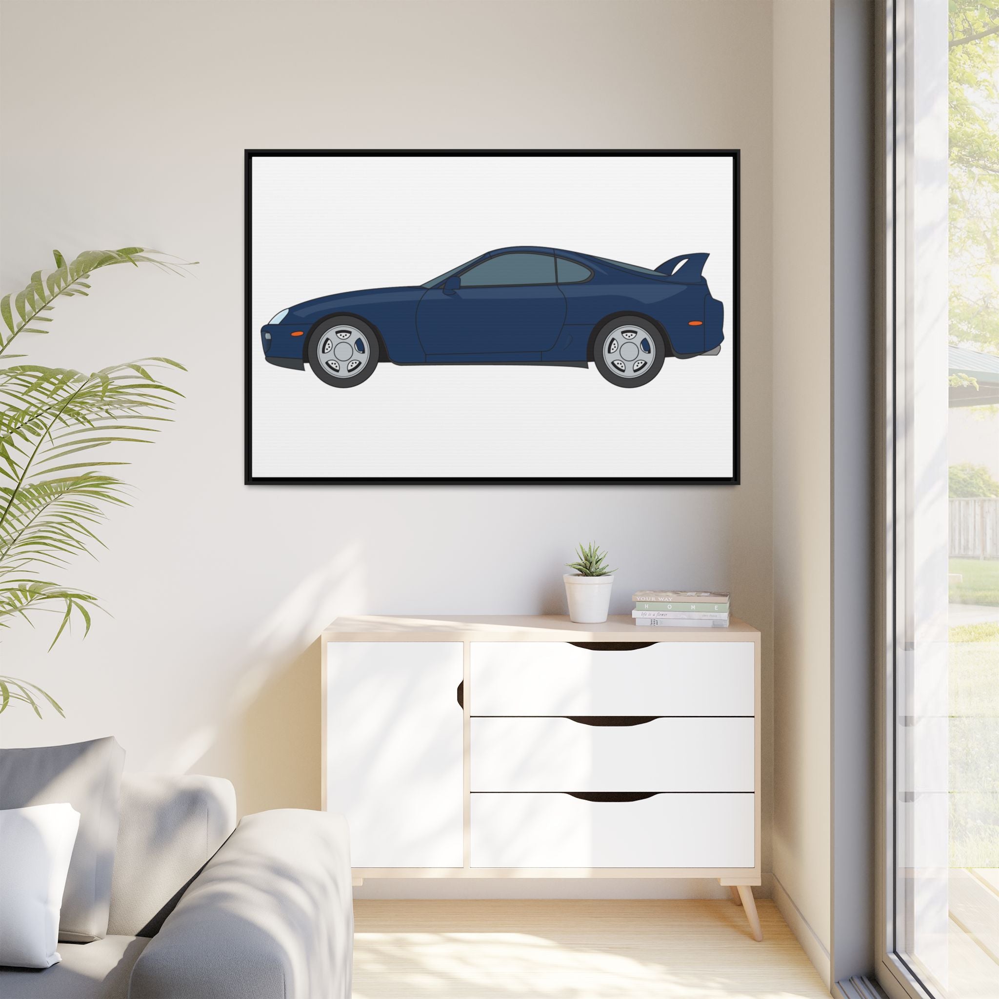 Toyota Supra MK4 Royal Sapphire Art Print — Framed Matte Canvas Wall Decor