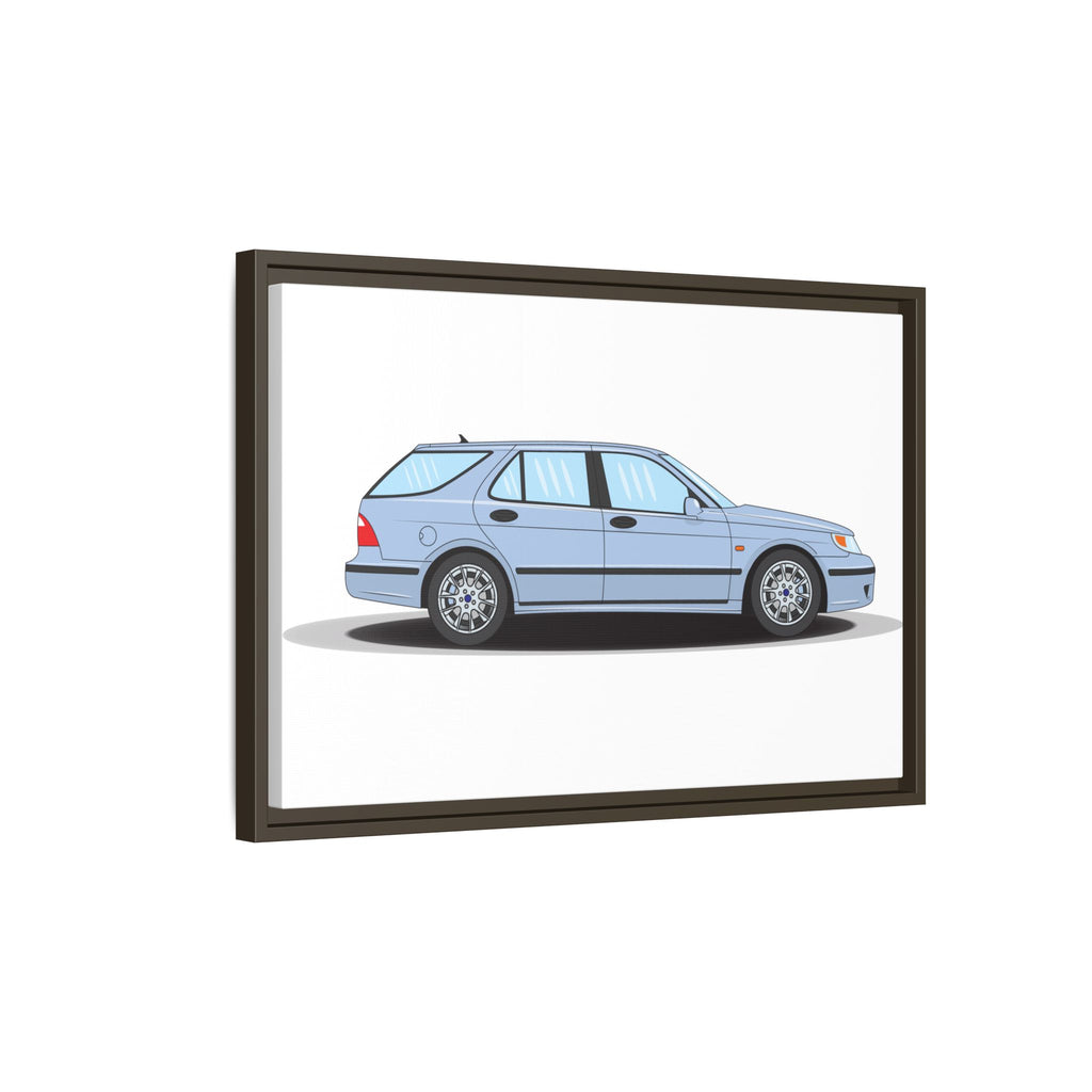 Saab 9-5 OG Aero Wagon Ice Blue Art Print — Framed Matte Canvas Wall Decor