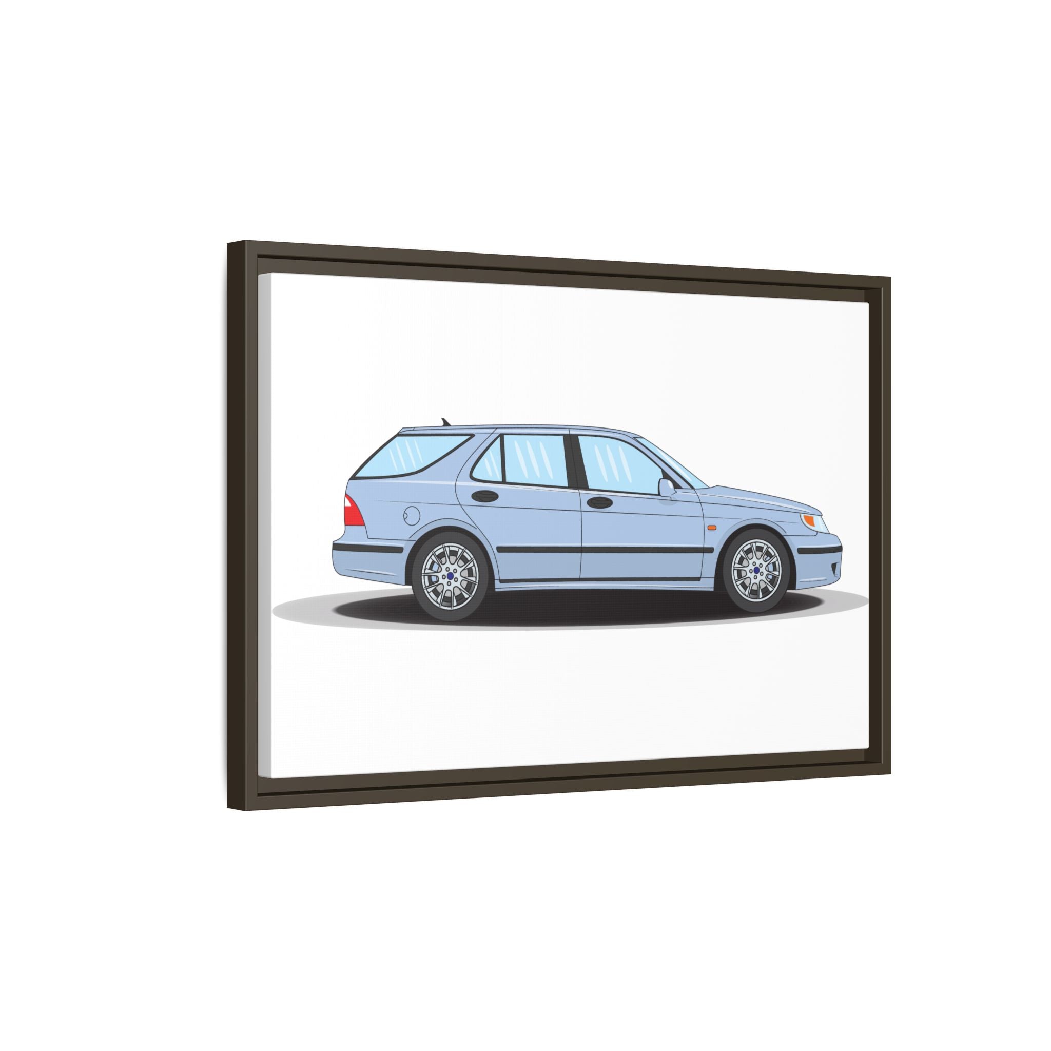 Saab 9-5 OG Aero Wagon Ice Blue Art Print — Framed Matte Canvas Wall Decor