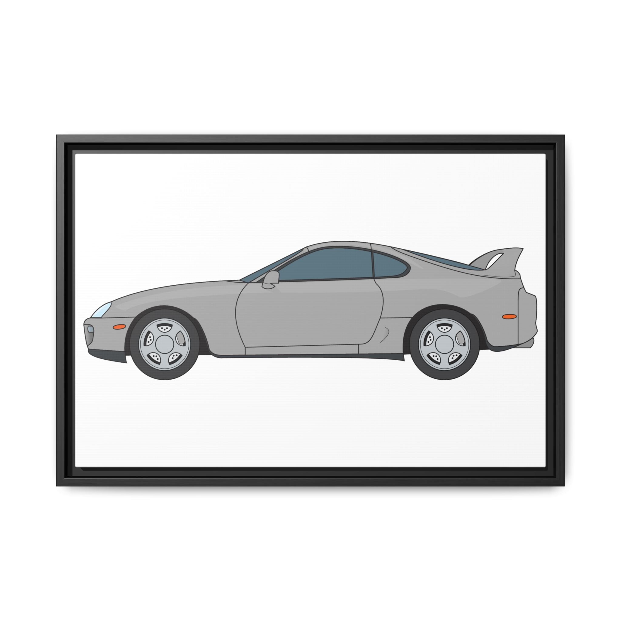 Toyota Supra MK4 Silver Metallic Art Print — Framed Matte Canvas Wall Decor