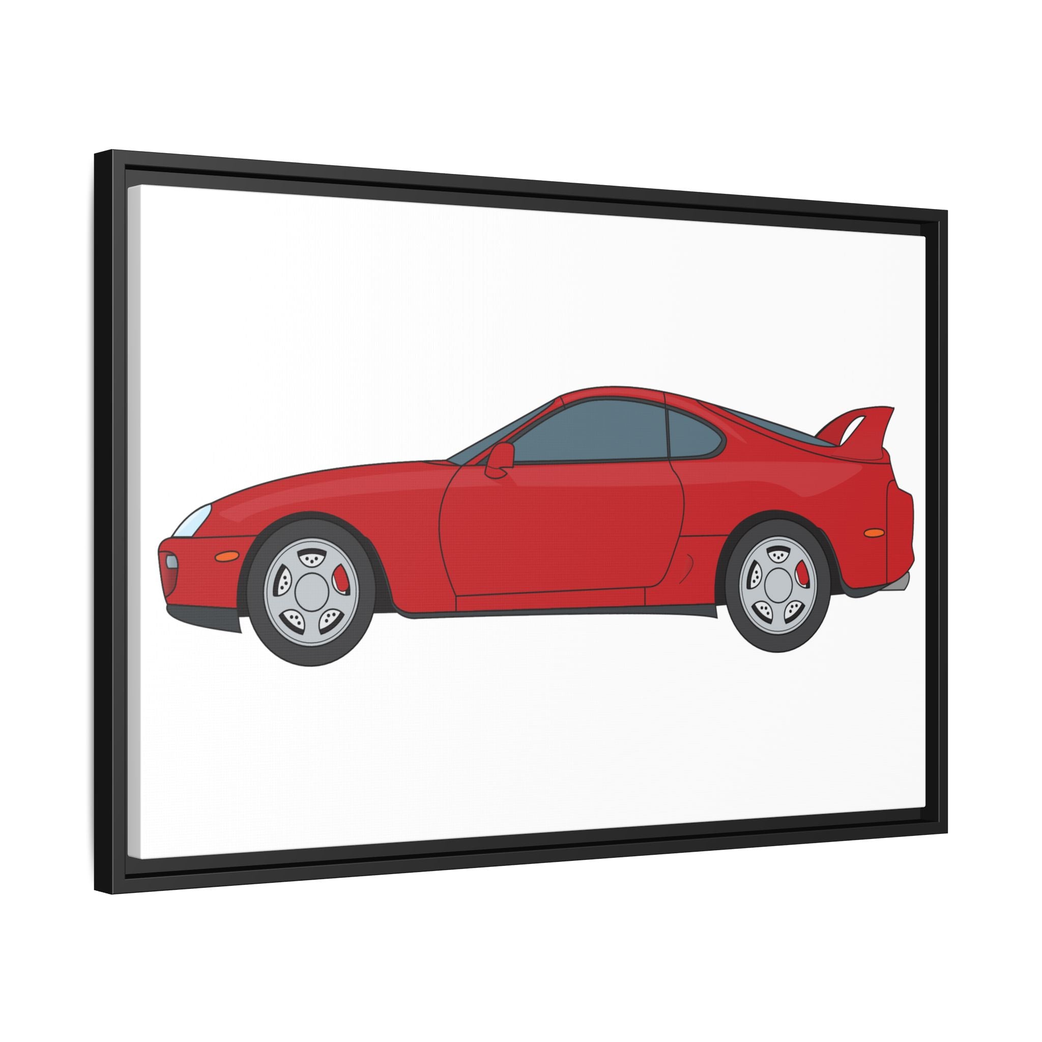 Toyota Supra MK4 Super Red ll Art Print — Framed Matte Canvas Wall Decor