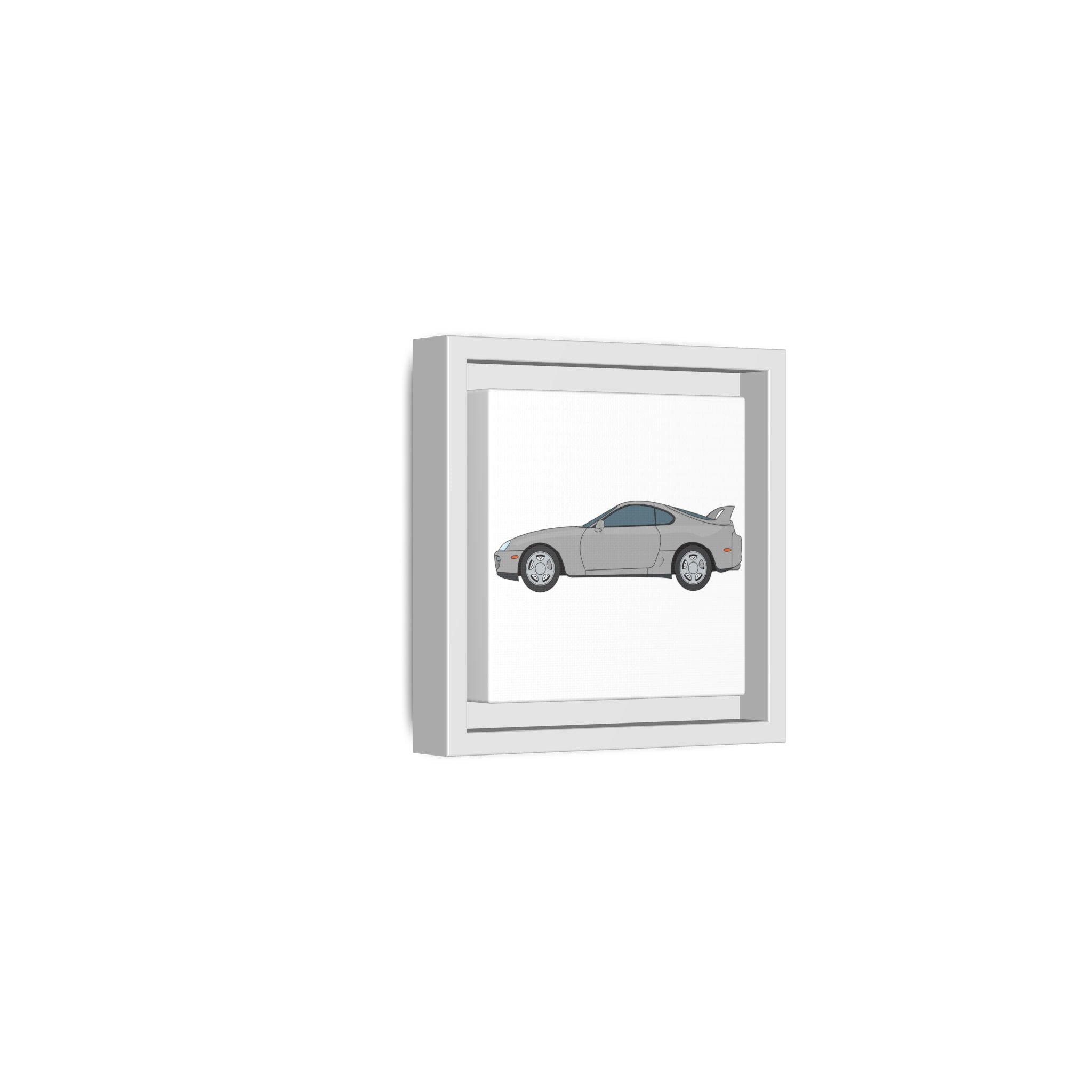 Toyota Supra MK4 Silver Metallic Art Print — Framed Matte Canvas Wall Decor