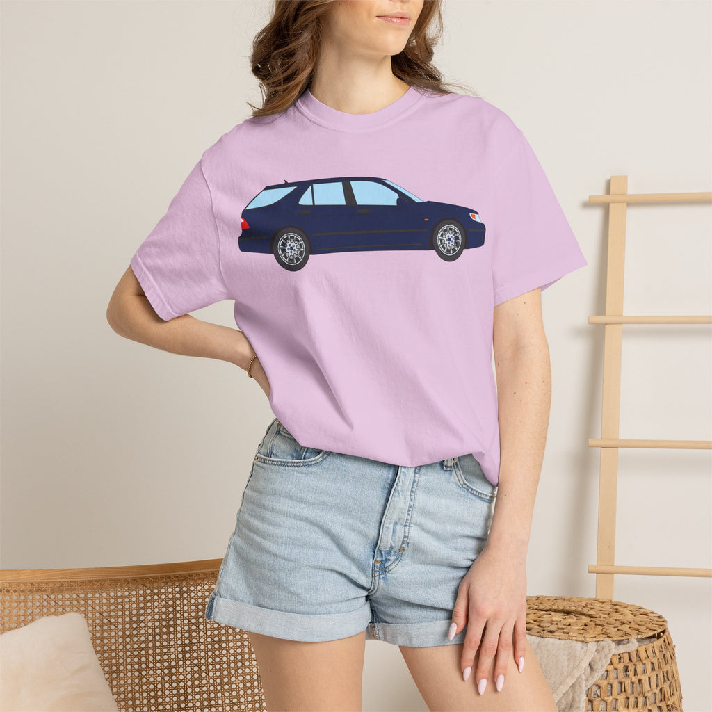 Saab 9-5 OG Aero Wagon Midnight Blue  — T-Shirt — Retro Car Graphic Tee