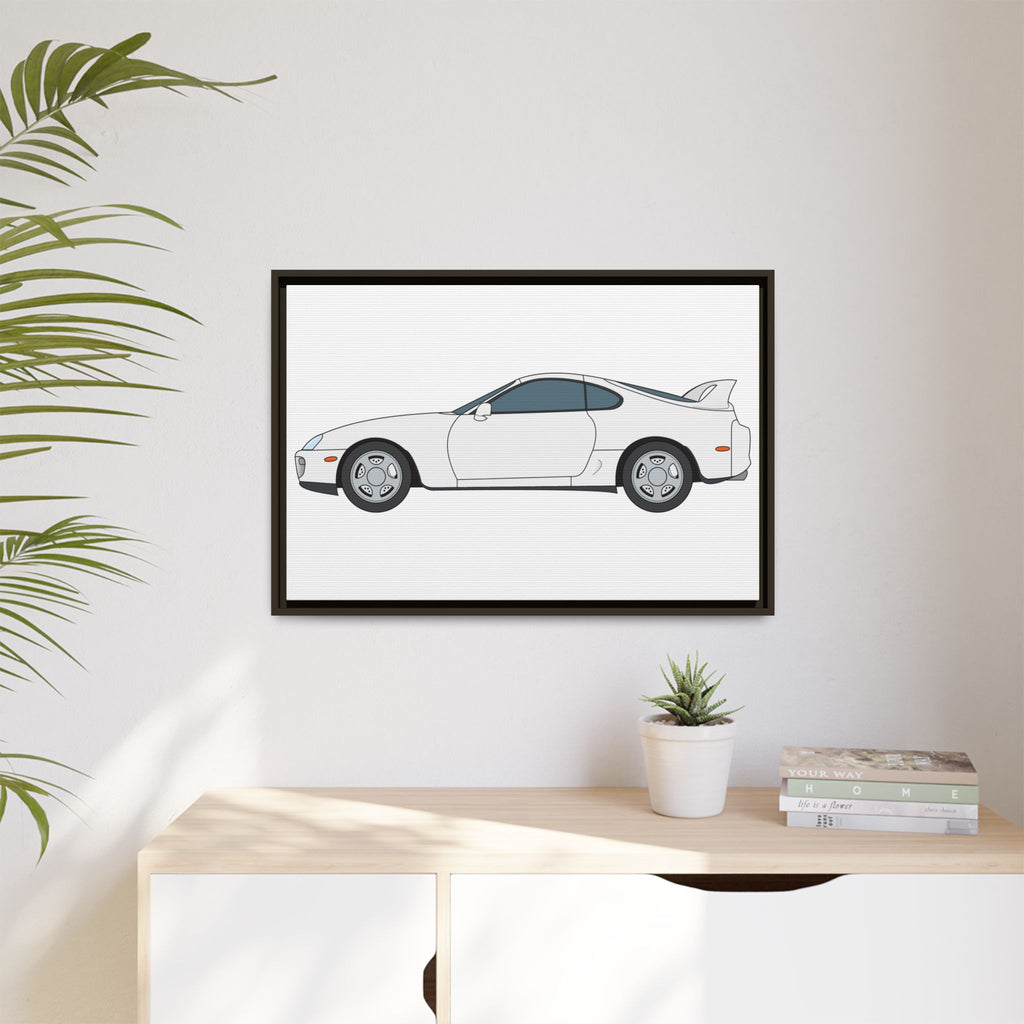Toyota Supra MK4 Super White ll Art Print — Framed Matte Canvas Wall Decor