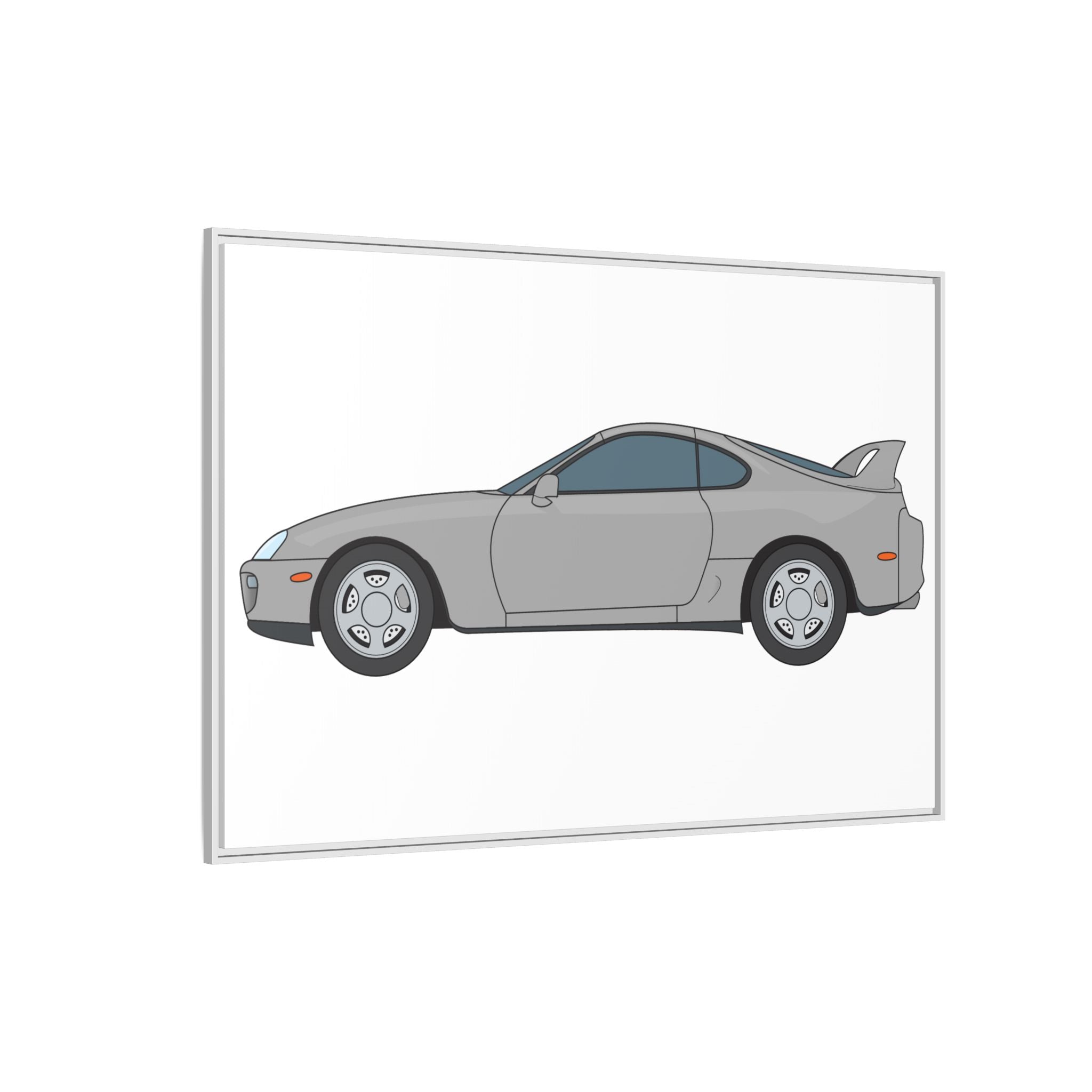Toyota Supra MK4 Silver Metallic Art Print — Framed Matte Canvas Wall Decor