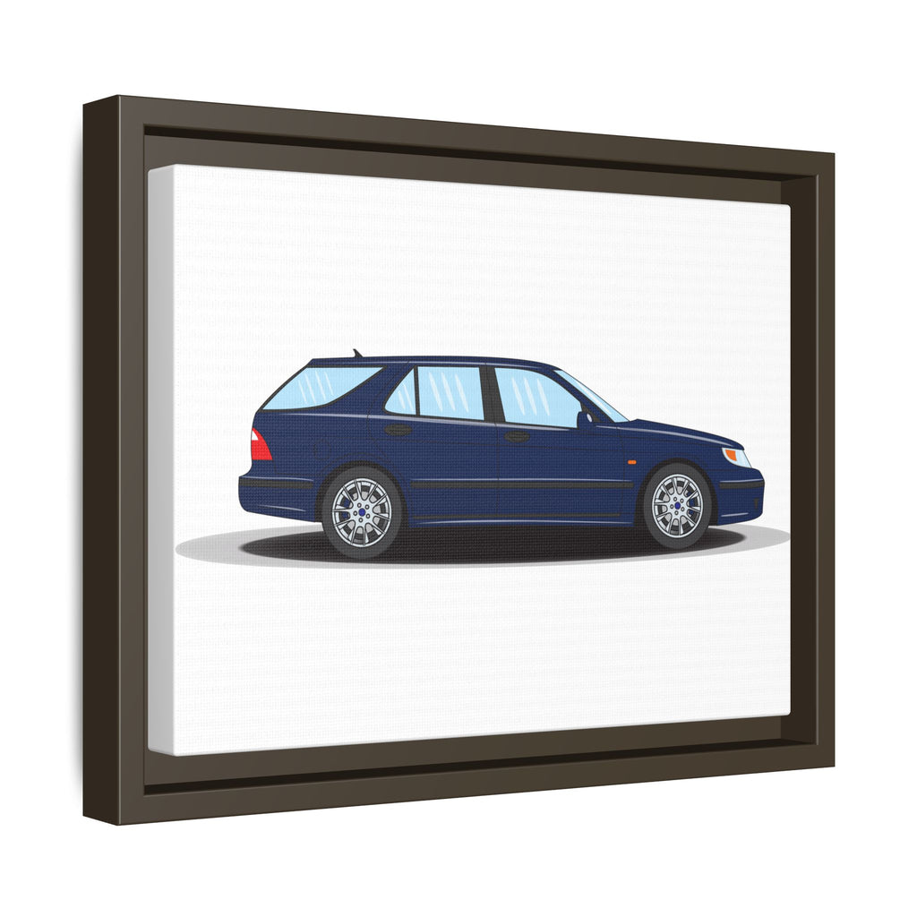 Saab 9-5 OG Aero Wagon Midnight Blue Art Print — Framed Matte Canvas Wall Decor
