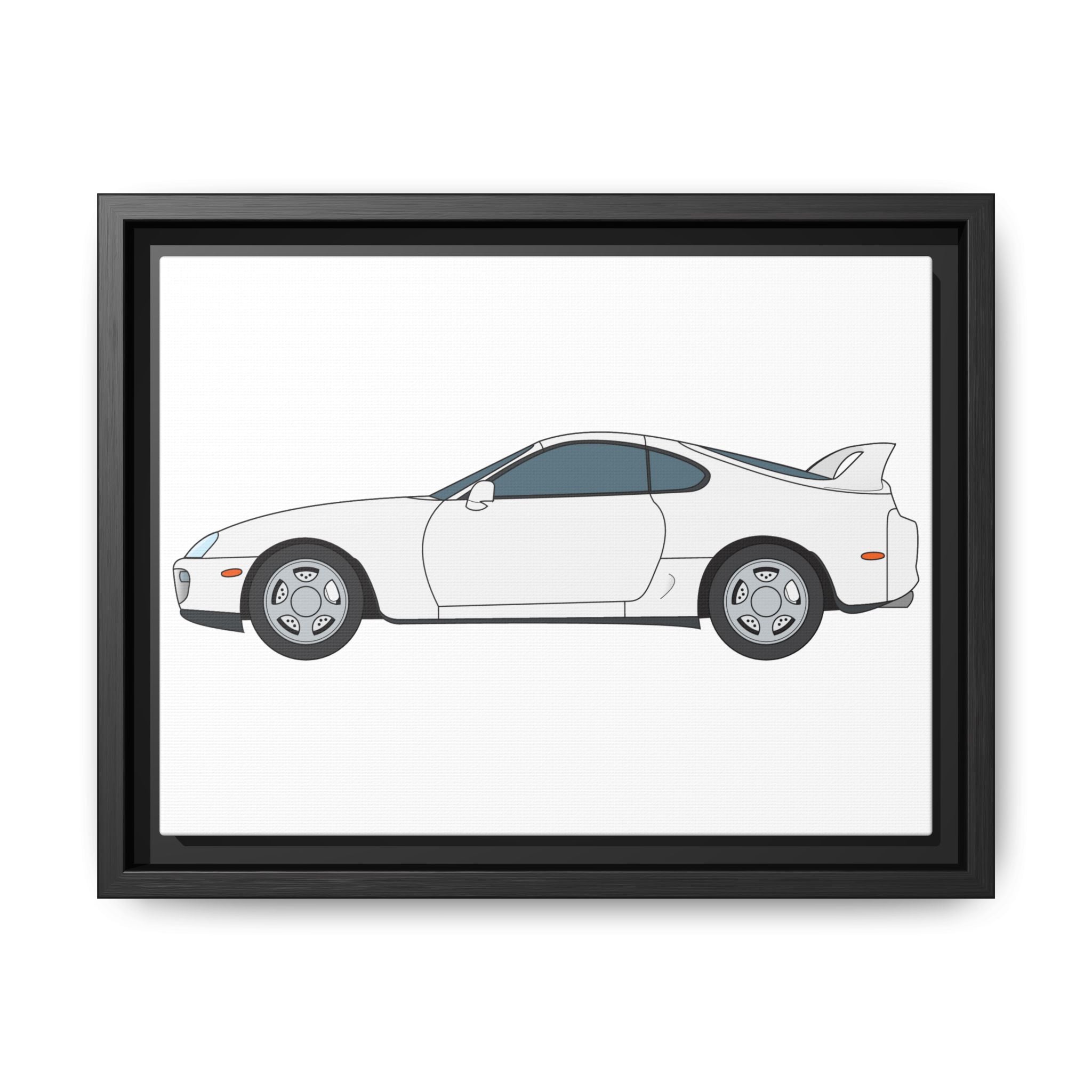 Toyota Supra MK4 Super White ll Art Print — Framed Matte Canvas Wall Decor