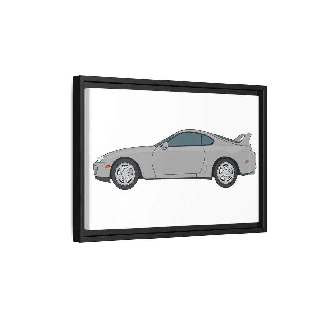 Toyota Supra MK4 Silver Metallic Art Print — Framed Matte Canvas Wall Decor
