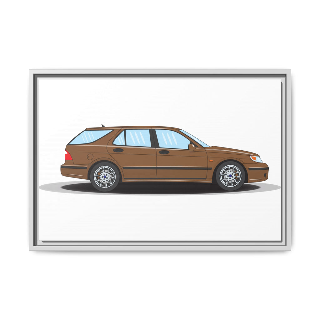 Saab 9-5 OG Aero Wagon Hazelnut Metallic Art Print — Framed Matte Canvas Wall Decor