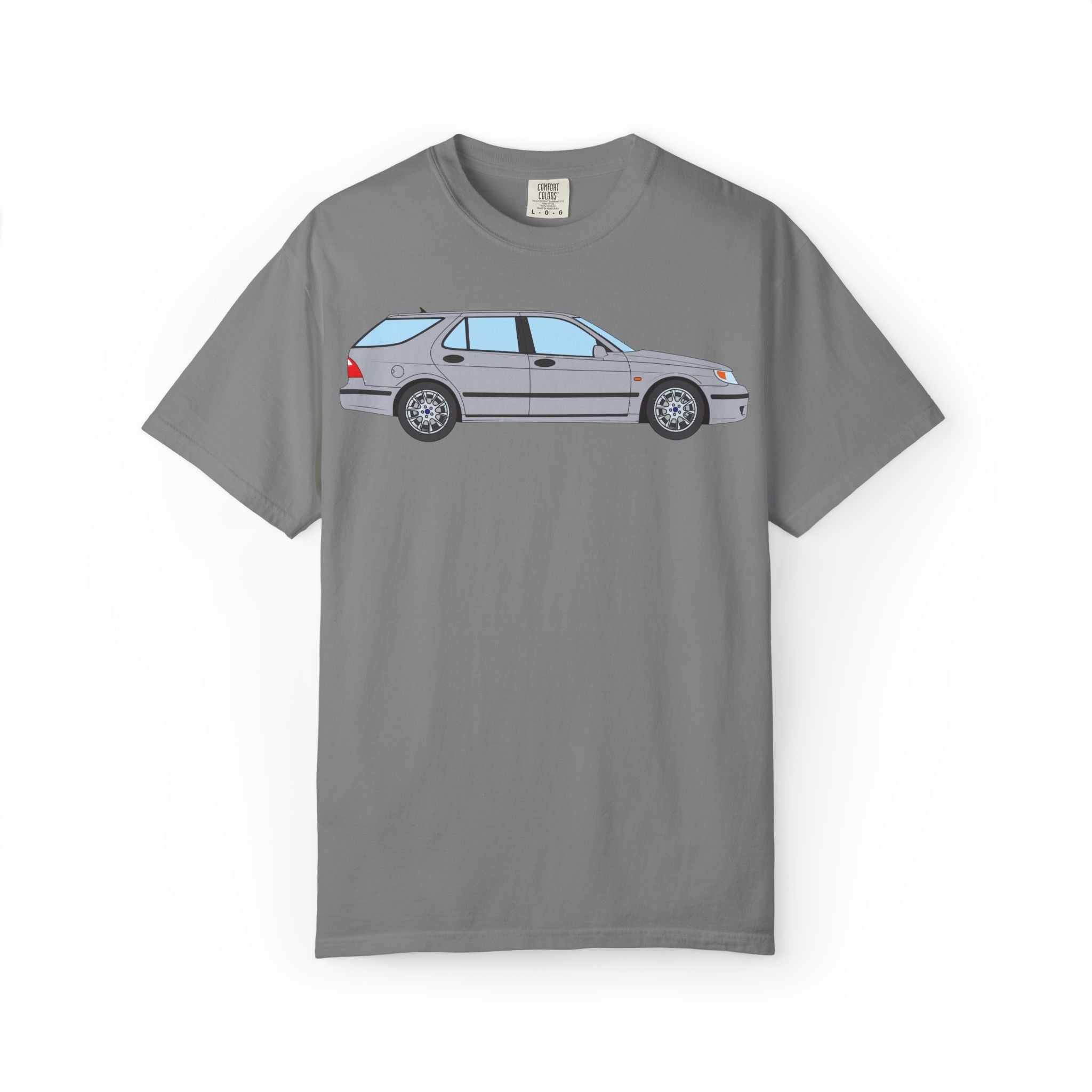 Saab 9-5 OG Aero Wagon Silver Metallic  — T-Shirt — Retro Car Graphic Tee