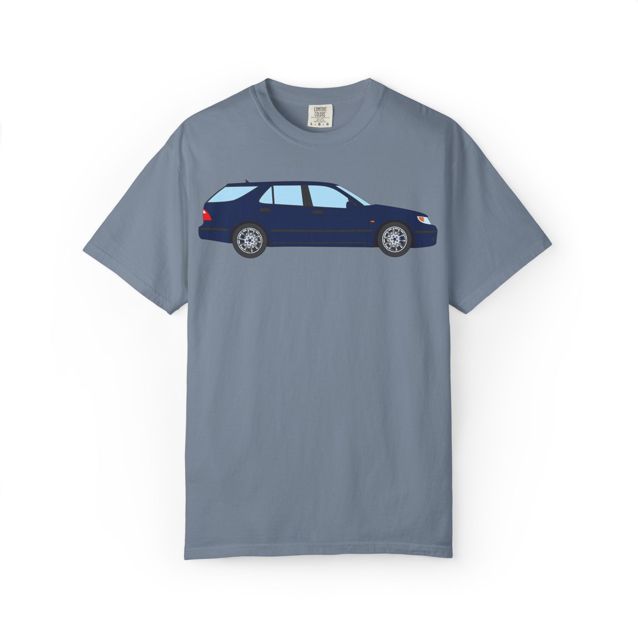 Saab 9-5 OG Aero Wagon Midnight Blue  — T-Shirt — Retro Car Graphic Tee