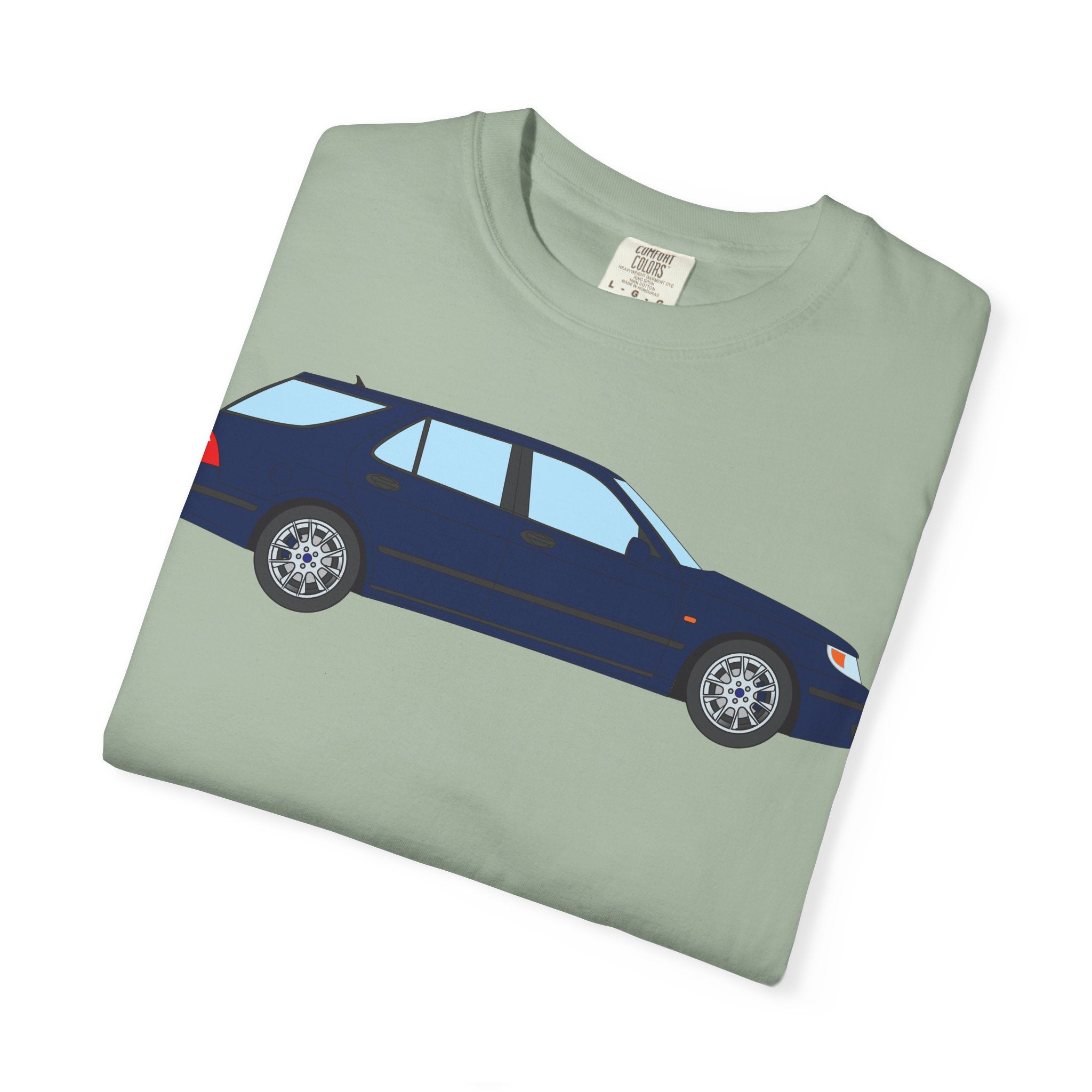 Saab 9-5 OG Aero Wagon Midnight Blue  — T-Shirt — Retro Car Graphic Tee
