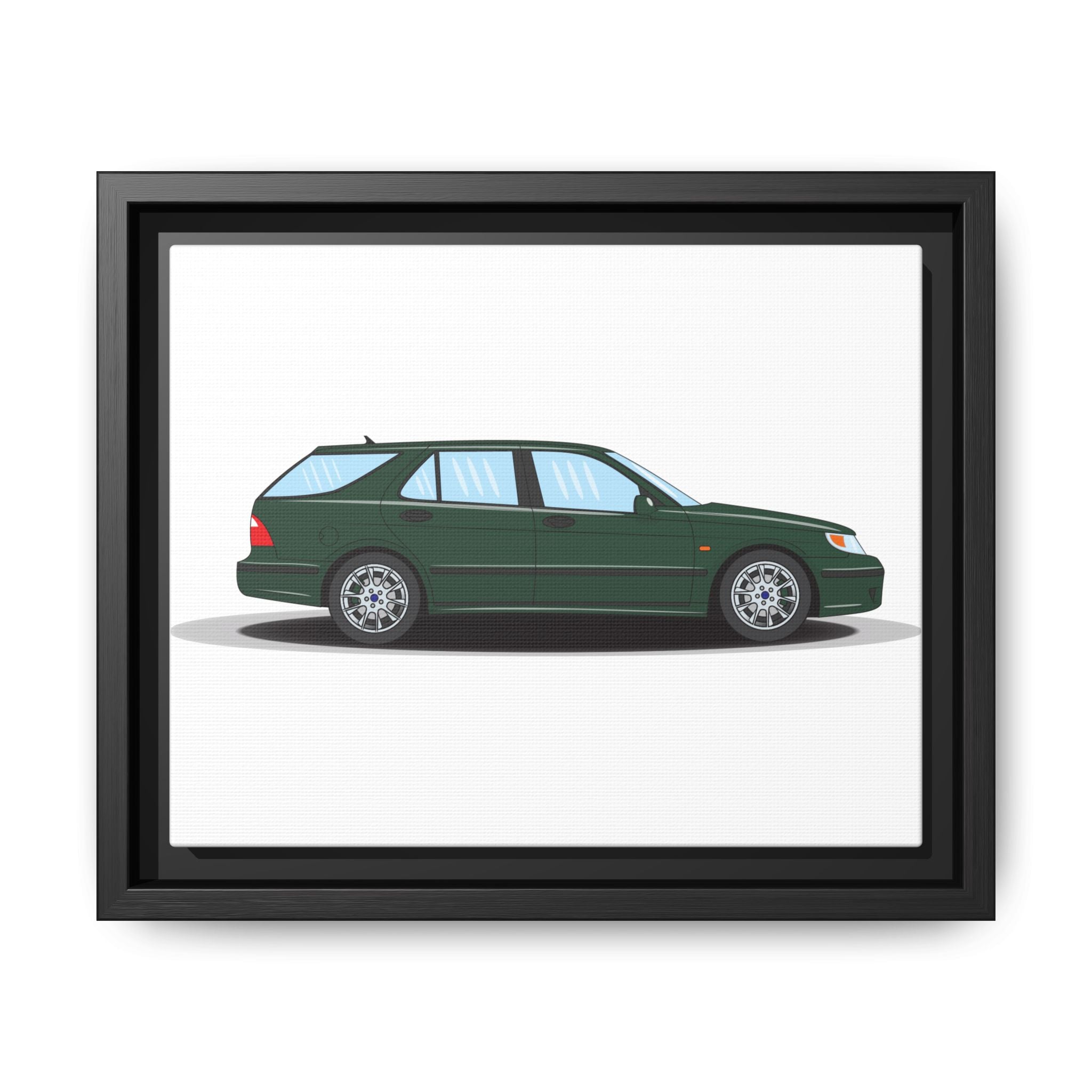 Saab 9-5 OG Aero Wagon Scarabe Green Art Print — Framed Matte Canvas Wall Decor