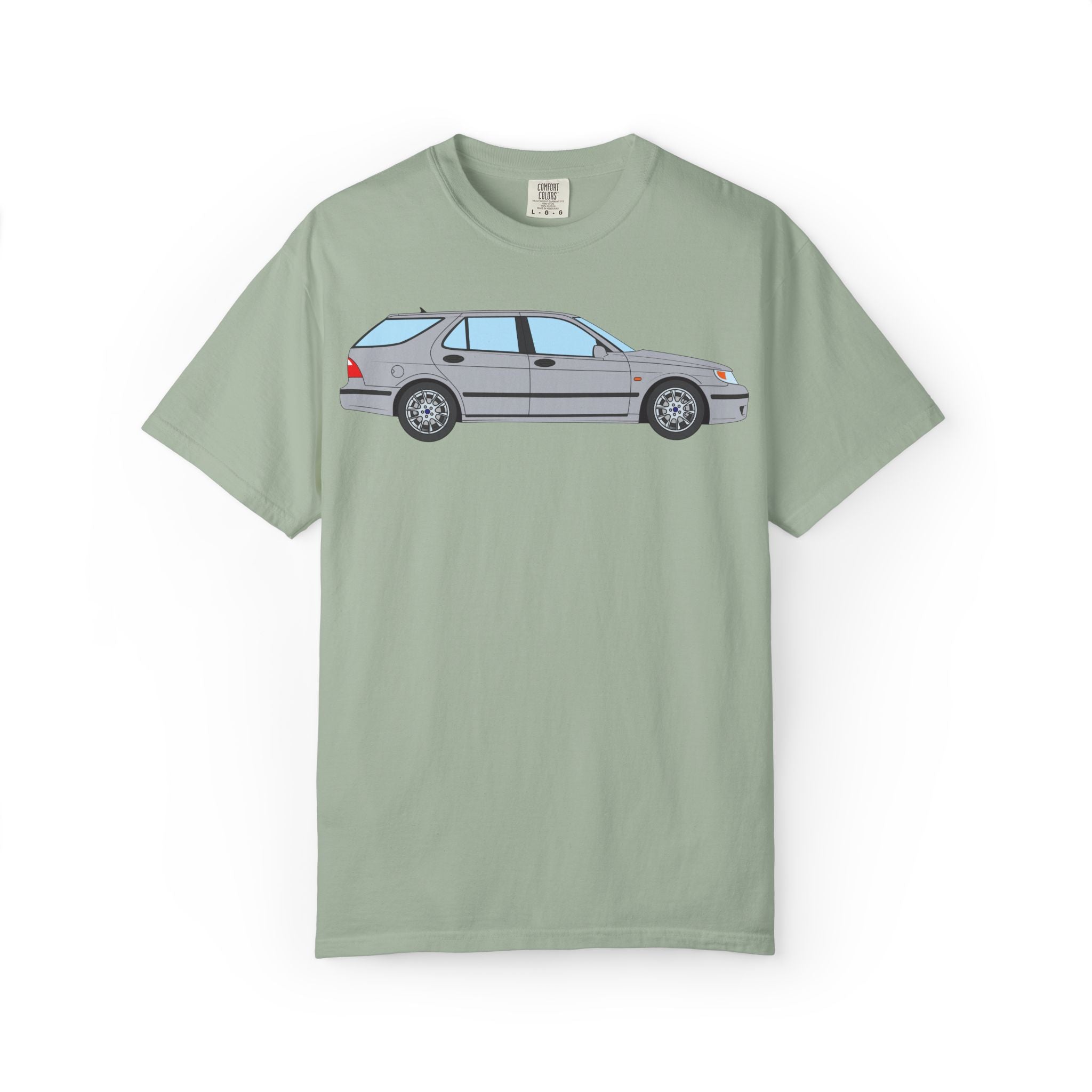 Saab 9-5 OG Aero Wagon Silver Metallic  — T-Shirt — Retro Car Graphic Tee