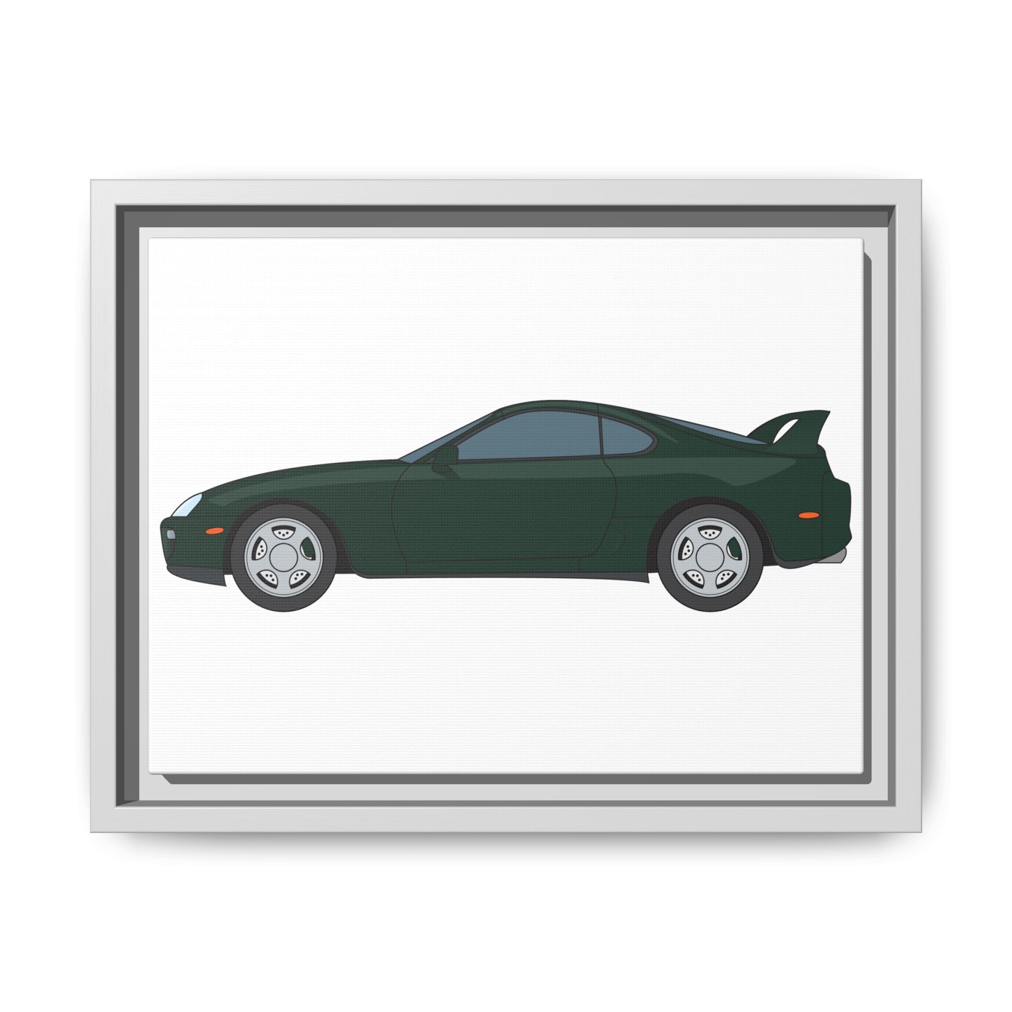 Toyota Supra MK4 Dark Green Mica Art Print — Framed Matte Canvas Wall Decor