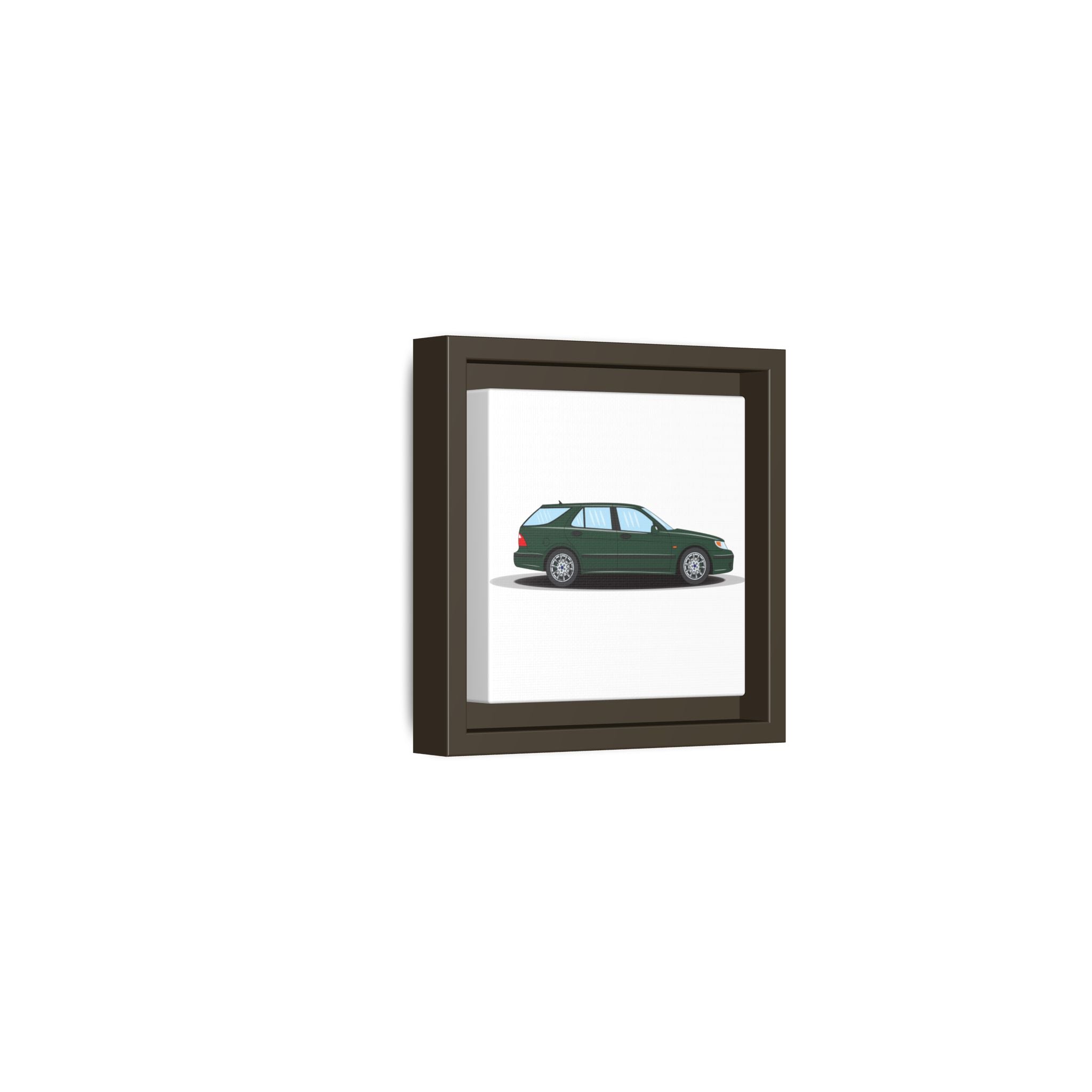 Saab 9-5 OG Aero Wagon Scarabe Green Art Print — Framed Matte Canvas Wall Decor