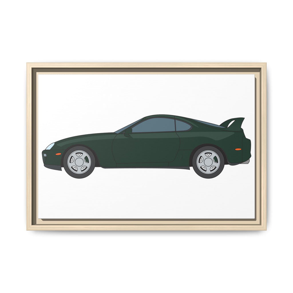 Toyota Supra MK4 Dark Green Mica Art Print — Framed Matte Canvas Wall Decor